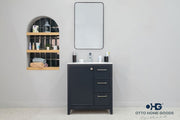 Frame 30" Dark Gray Bathroom Vanity with Integrated Sink & Brushed Nickel Hardware