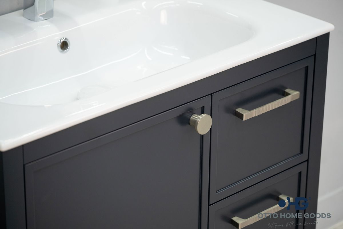 Frame 30" Dark Gray Bathroom Vanity with Integrated Sink & Brushed Nickel Hardware