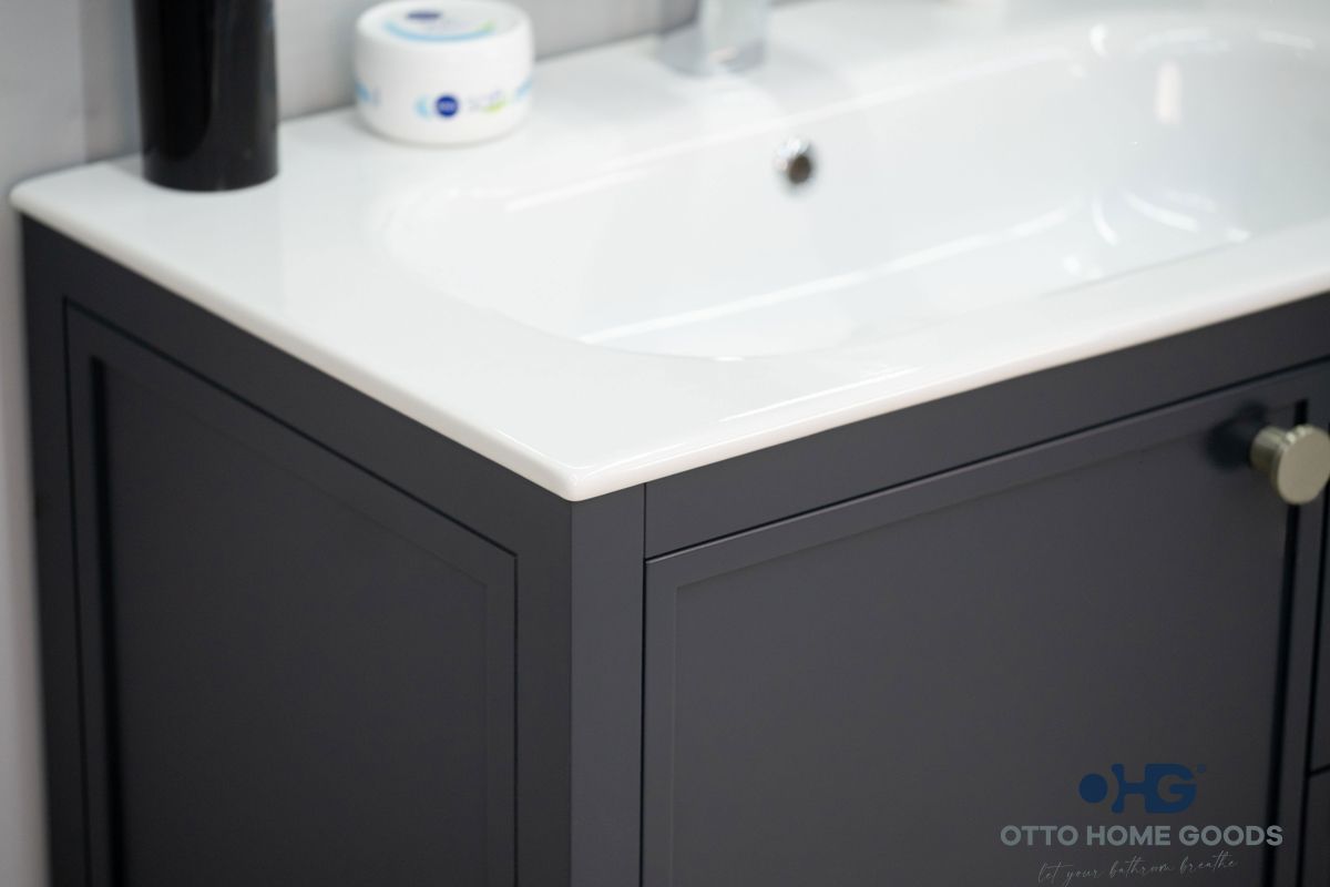 Frame 30" Dark Gray Bathroom Vanity with Integrated Sink & Brushed Nickel Hardware