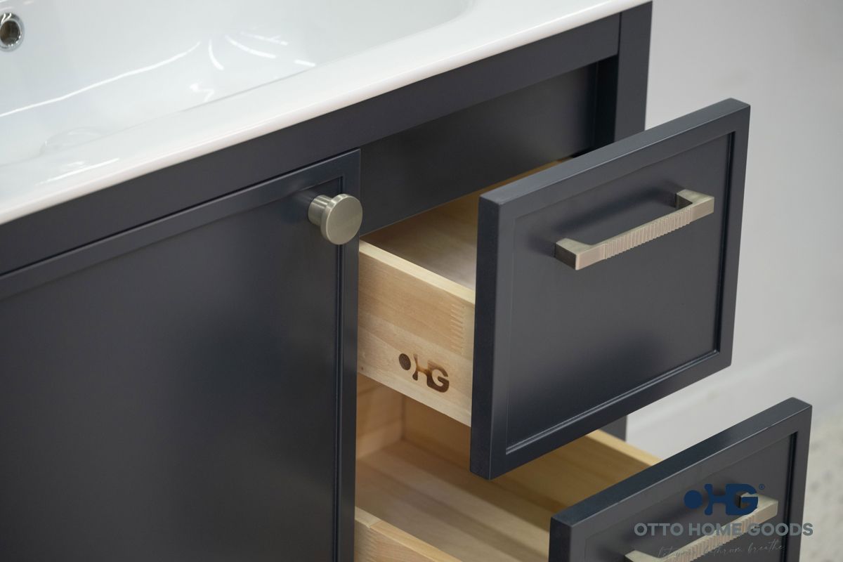 Frame 30" Dark Gray Bathroom Vanity with Integrated Sink & Brushed Nickel Hardware