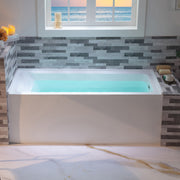 WOODBRIDGE 60" Acrylic Rectangular Alcove Soaking Bathtub in White with Right Drain