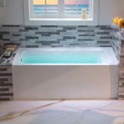 WOODBRIDGE 60" Acrylic Rectangular Alcove Soaking Bathtub in White with Left Drain