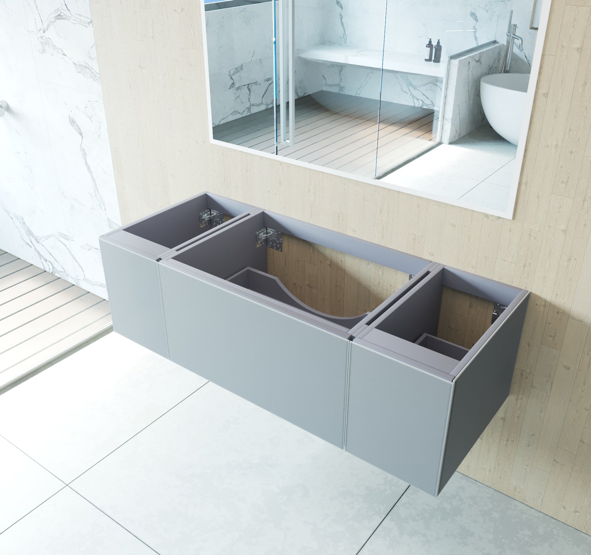 Vitri 54" Wall Hung Bathroom Vanity Cabinet