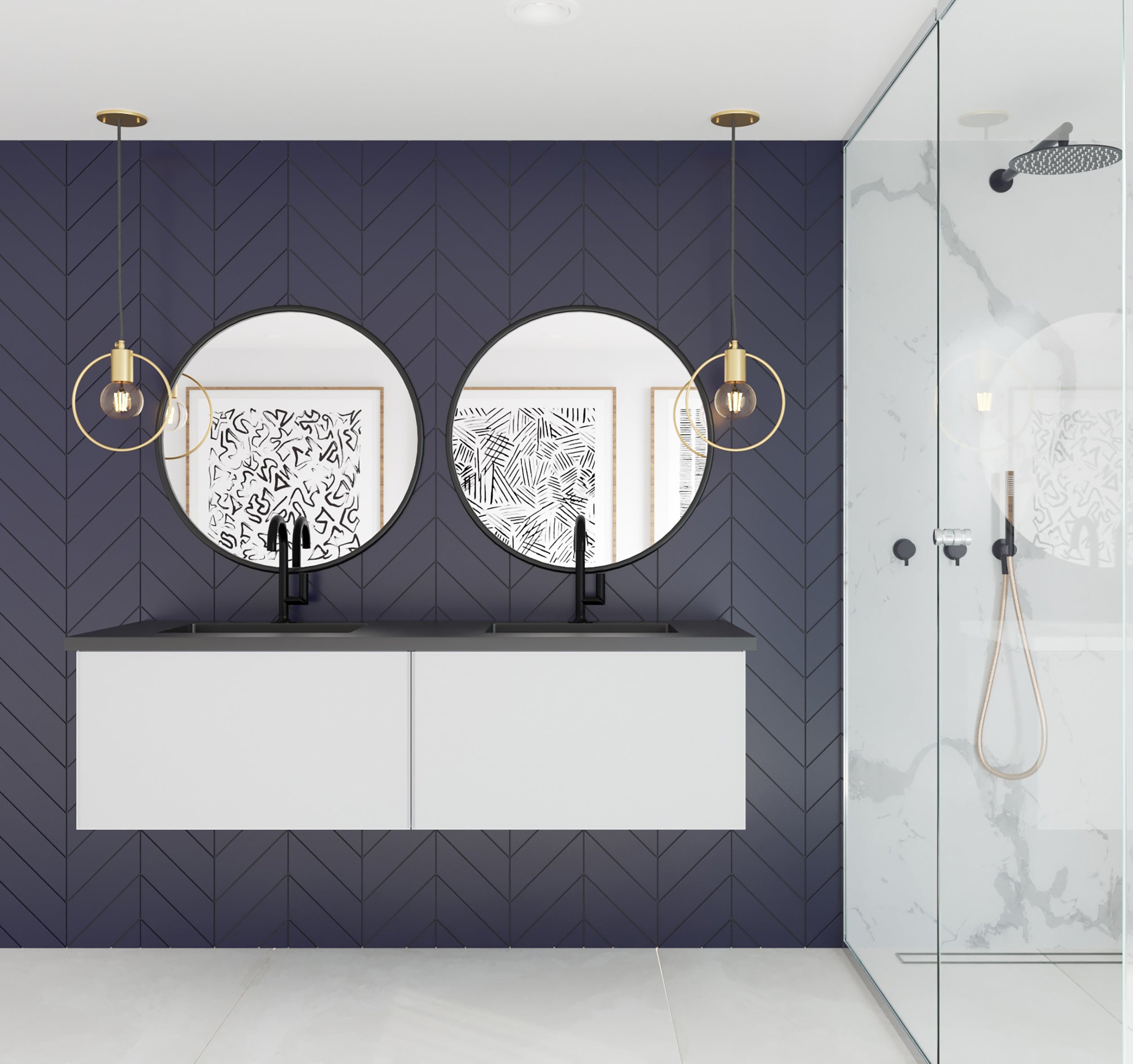 Vitri 60" Double Sink Wall Hung Bathroom Vanity Cabinet