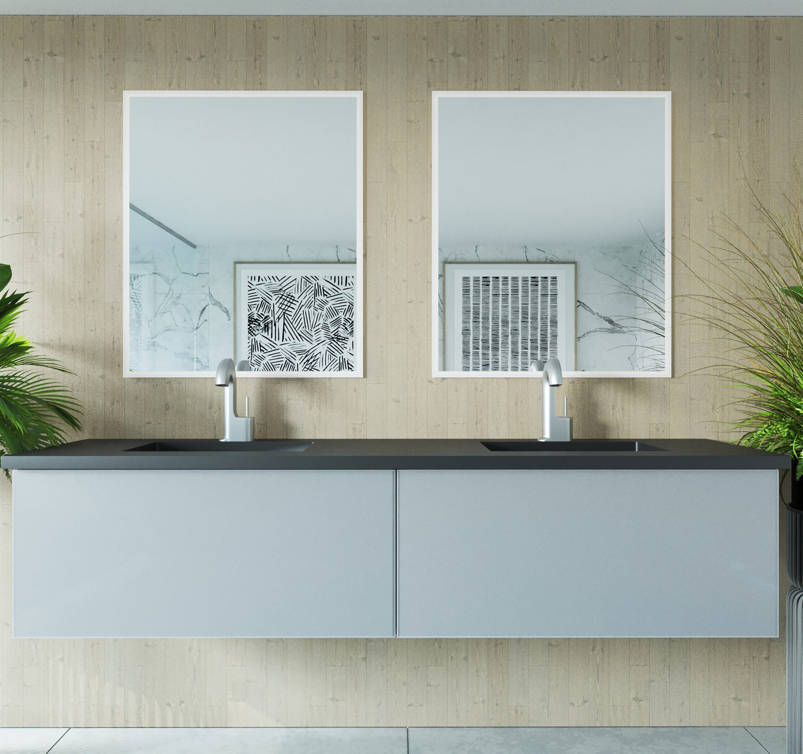 Vitri 72" Double Sink Wall Hung Bathroom Vanity Cabinet