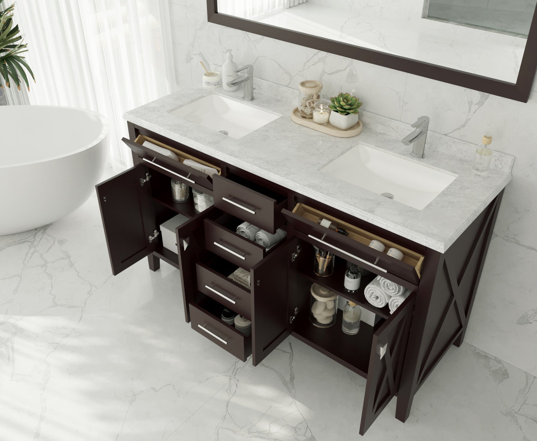 Wimbledon 60" Double Sink Bathroom Vanity Cabinet