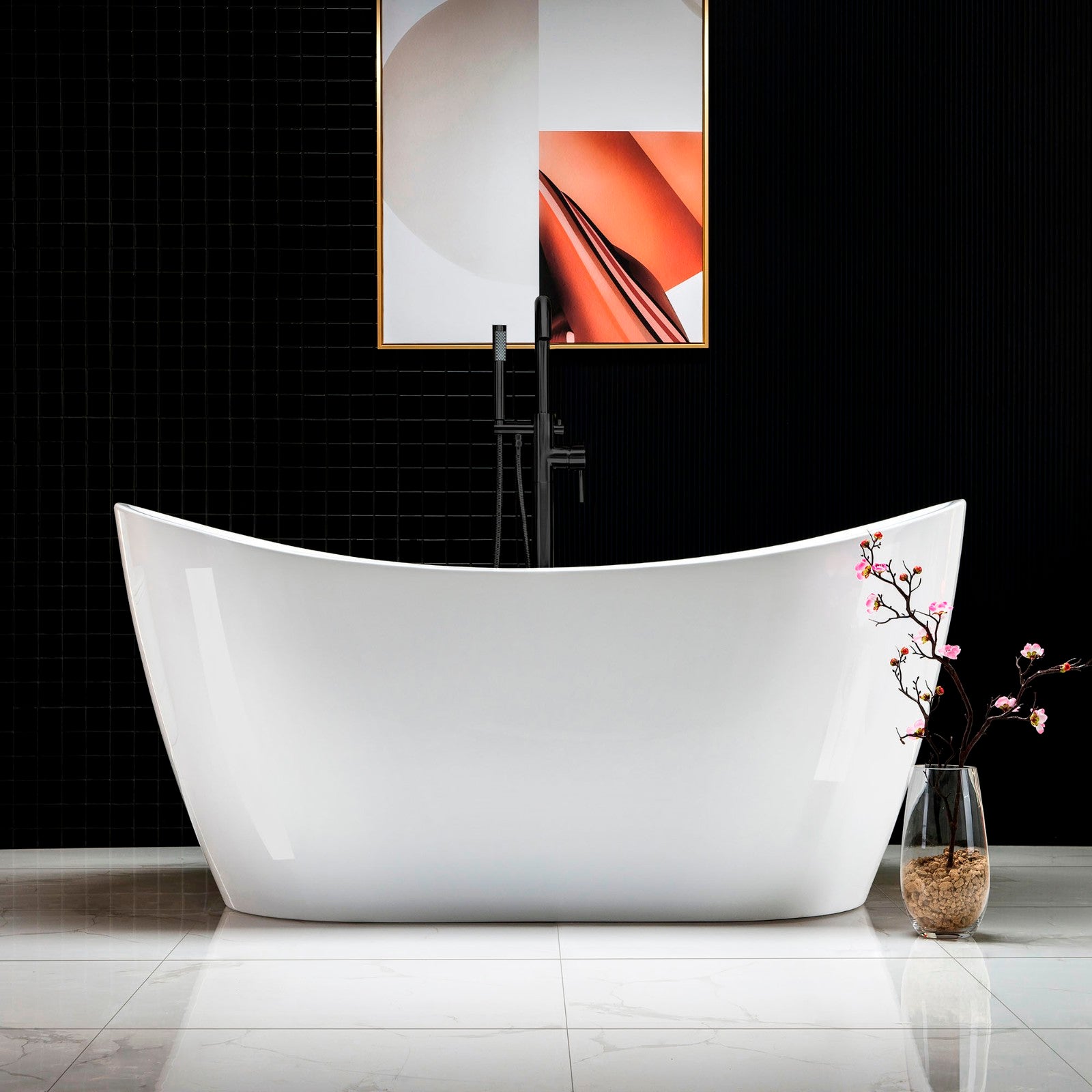 WOODBRIDGE 59" Acrylic Freestanding Bathtub Contemporary Soaking Tub