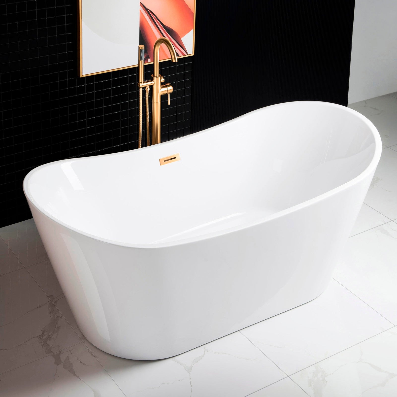 WOODBRIDGE 71" Acrylic Freestanding Bathtub Contemporary Soaking Tub