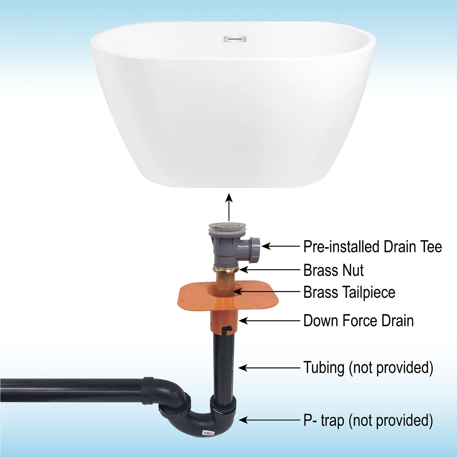 WOODBRIDGE 48" Acrylic Freestanding Bathtub Contemporary Soaking Tub