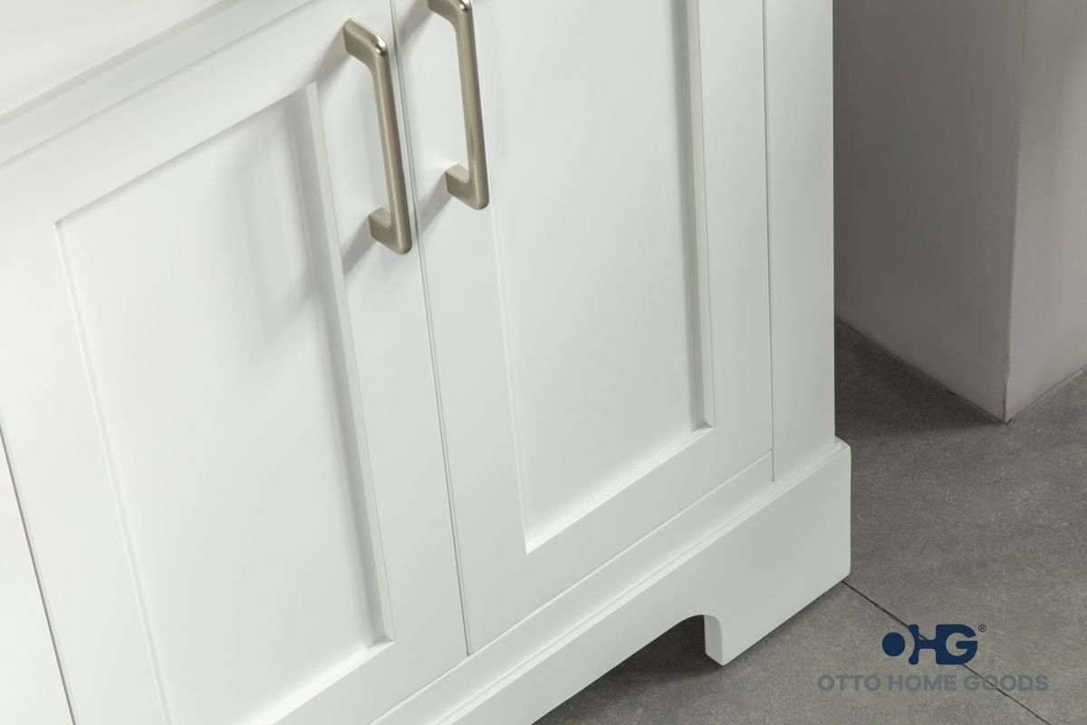 Luna 26" White Bathroom Vanity with Porcelain Top & Brushed Nickel Hardware