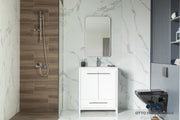 Arte 30" Bright White Bathroom Vanity with Porcelain Top & Nickel Hardware