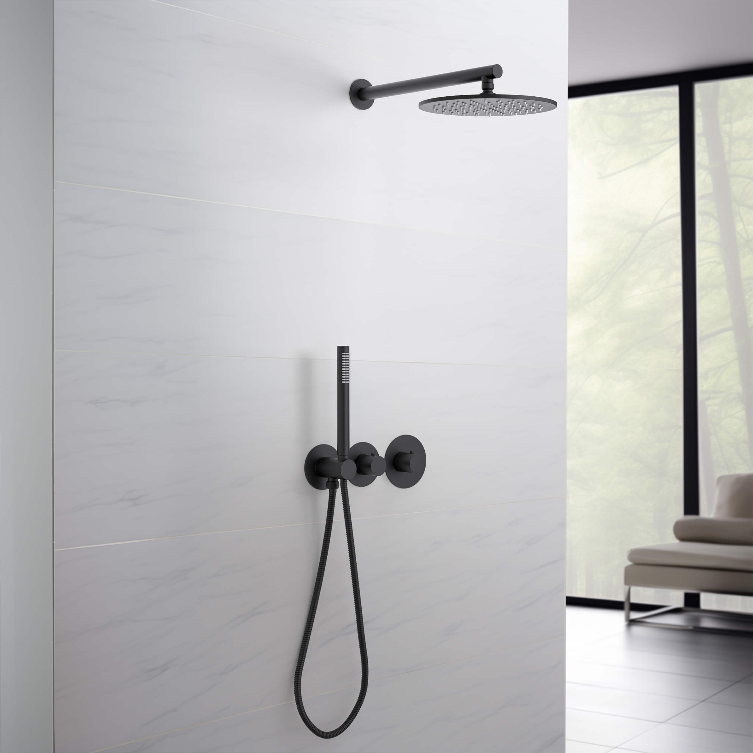 Halo 2 Way Thermostatic Shower System With Rough-in Valve