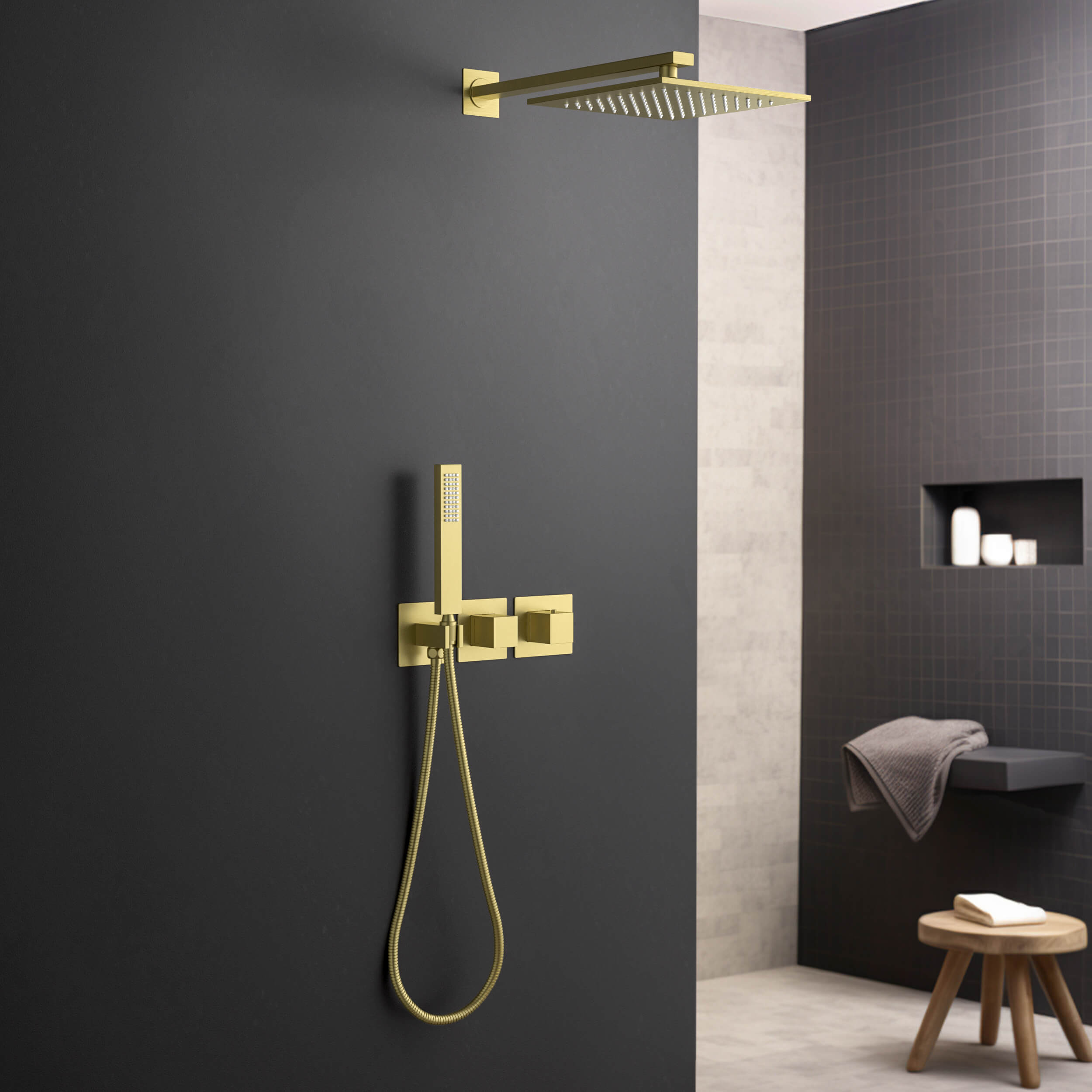 Quadra 2 Way Thermostatic Shower System With Rough-in Valve