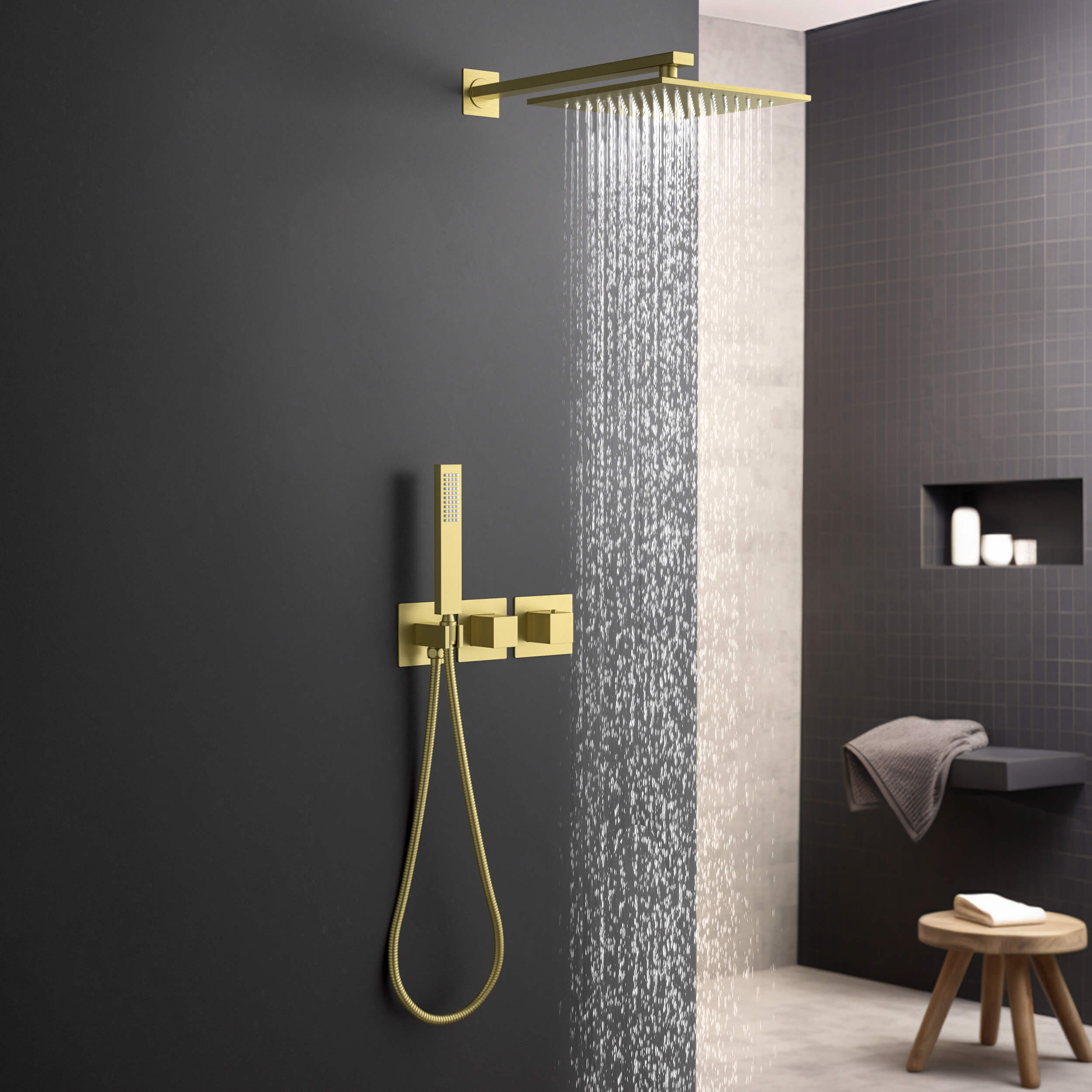 Quadra 2 Way Thermostatic Shower System With Rough-in Valve