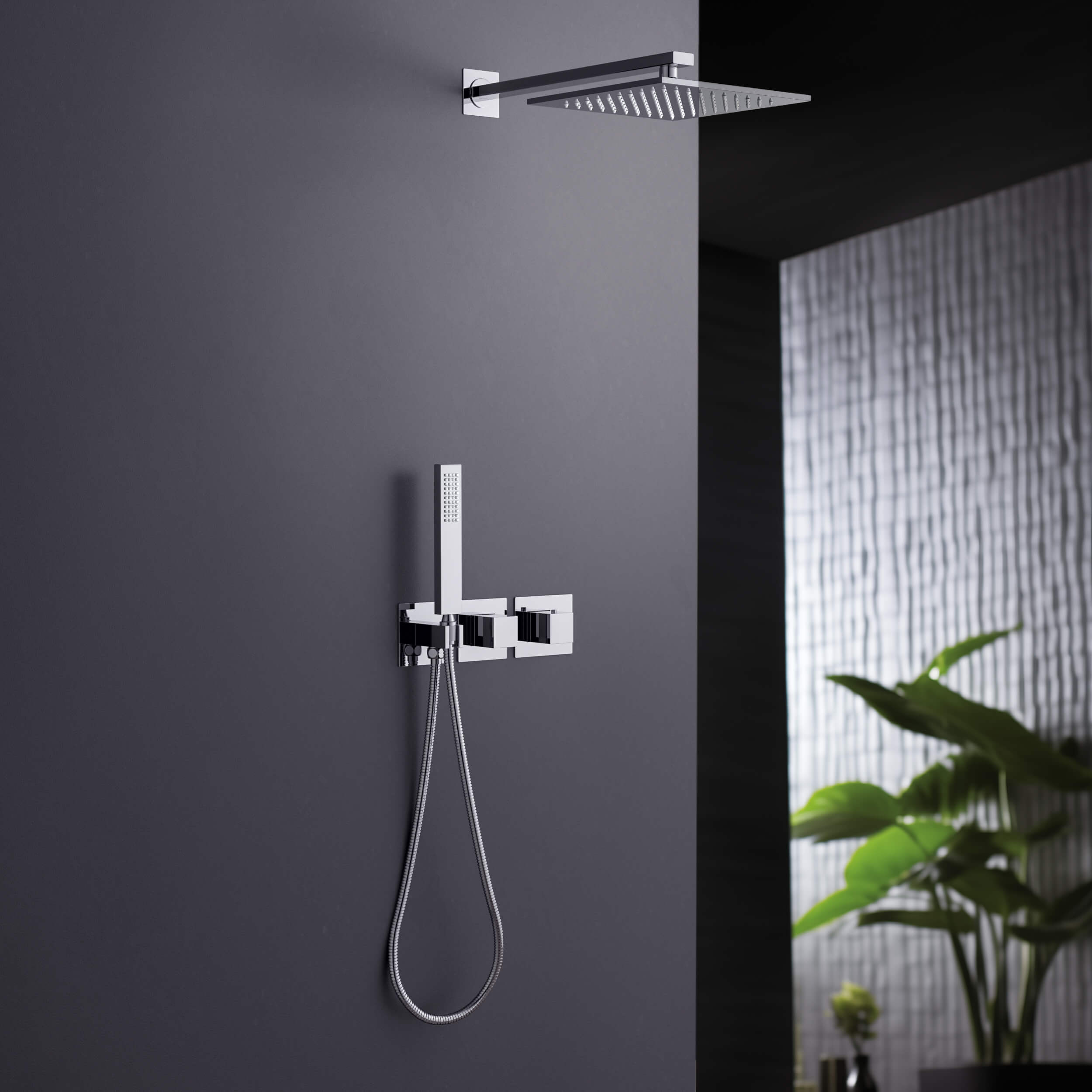 Quadra 2 Way Thermostatic Shower System With Rough-in Valve