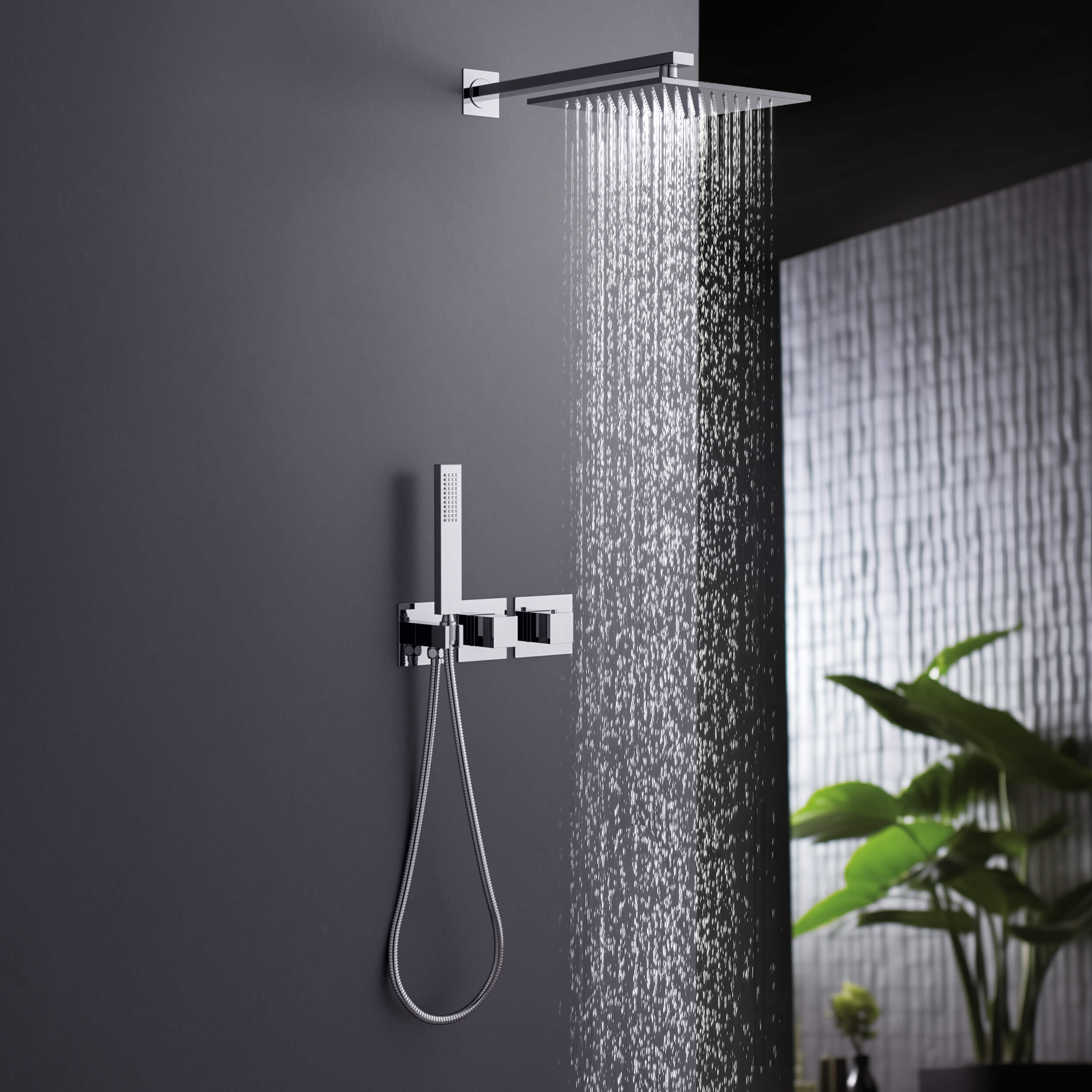 Quadra 2 Way Thermostatic Shower System With Rough-in Valve