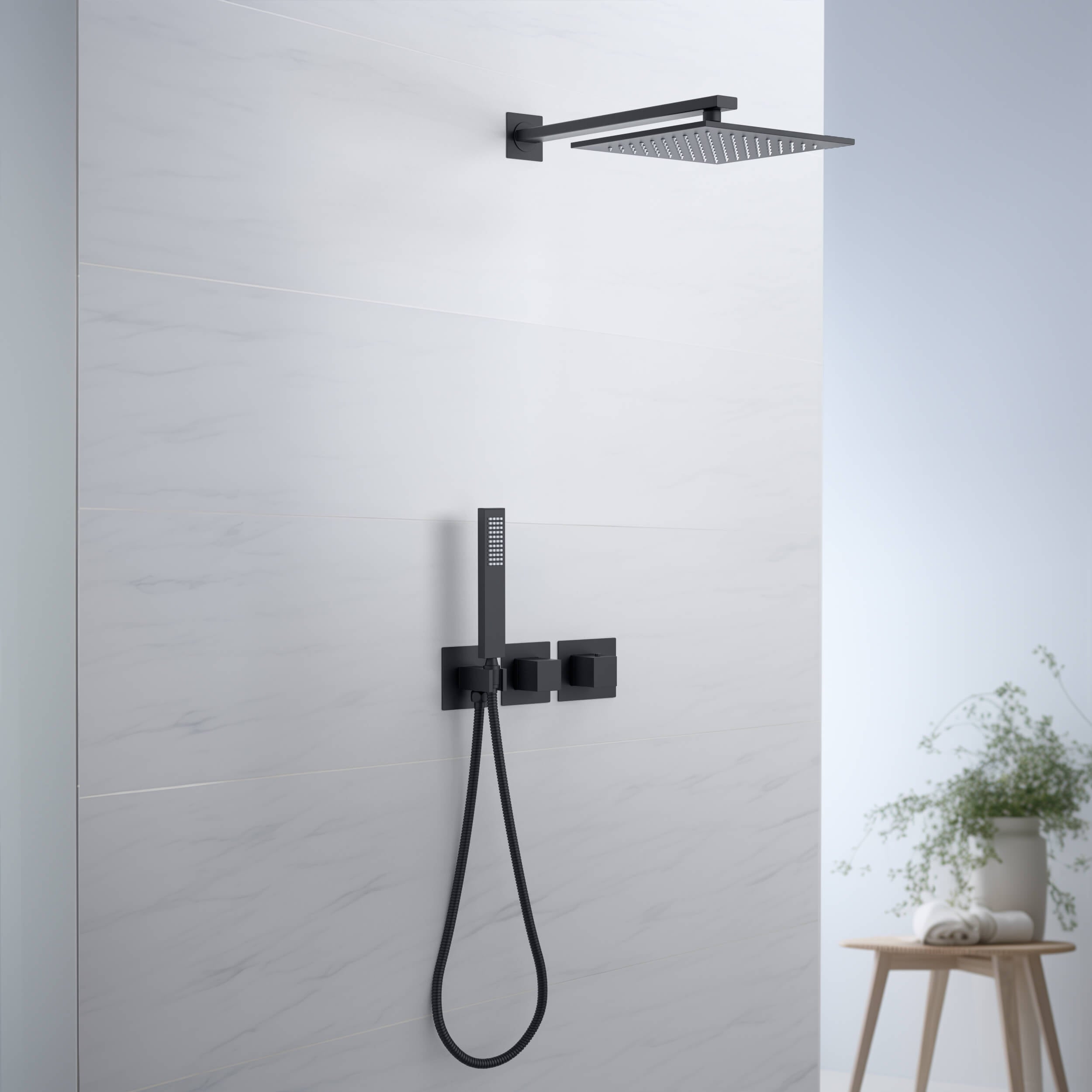 Quadra 2 Way Thermostatic Shower System With Rough-in Valve