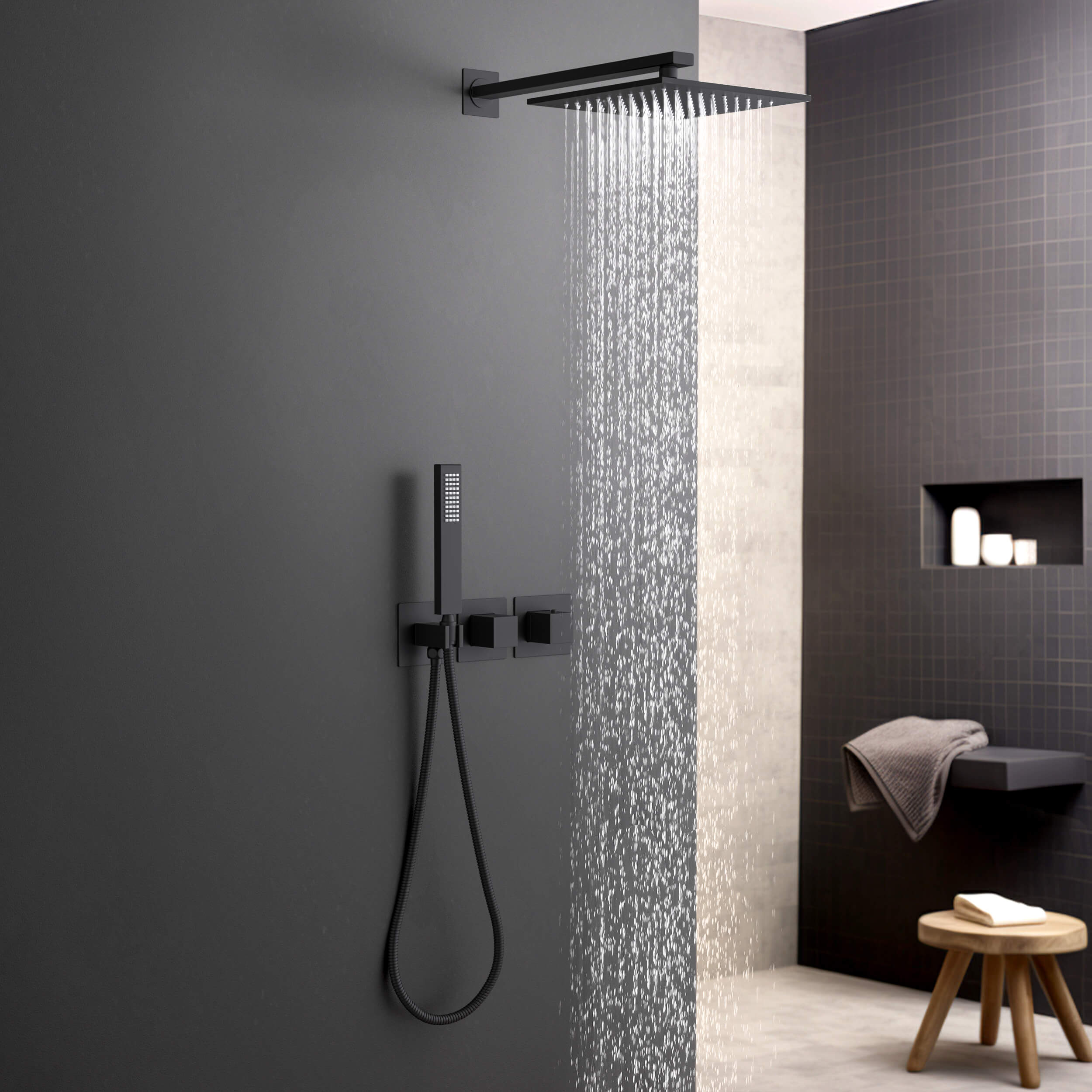 Quadra 2 Way Thermostatic Shower System With Rough-in Valve