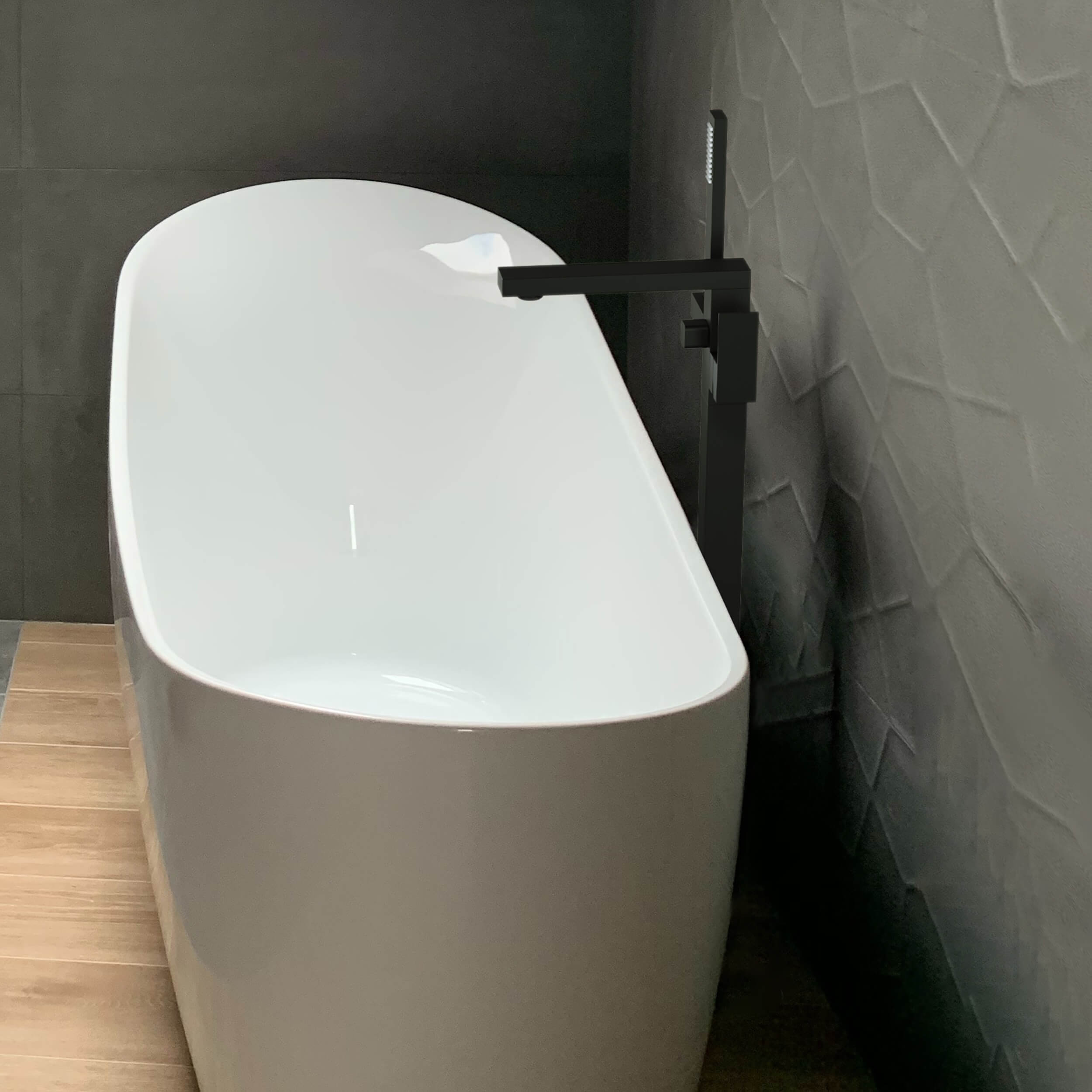 Quadra Floor Mount Tub Filler With Hand Shower