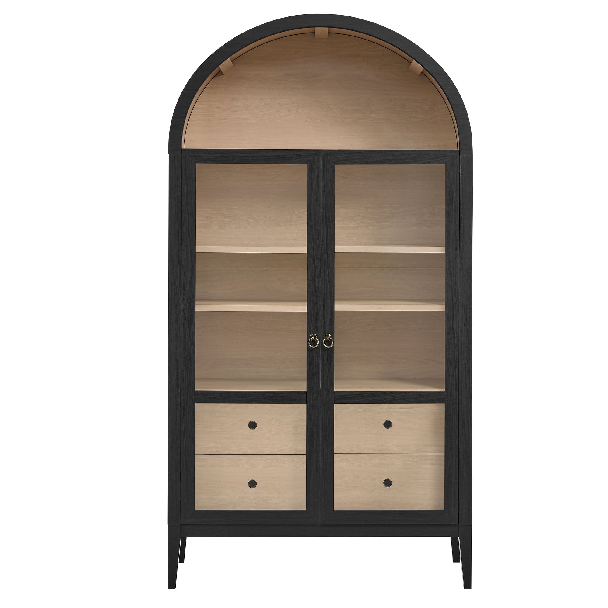 Nolan 74" Tall Wide Arched Storage Display Cabinet