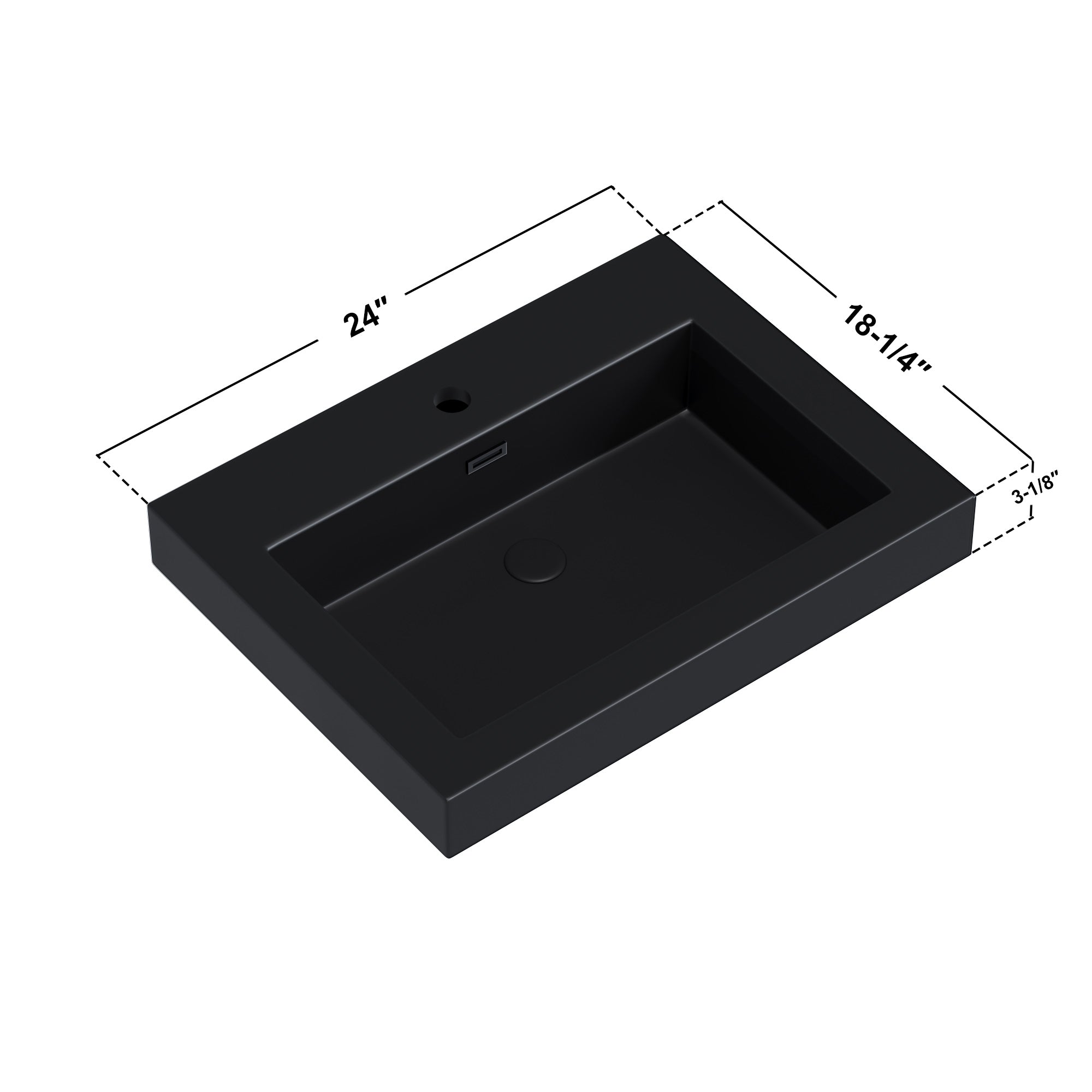 Topmount Bathroom Black Resin Basin 000 2418BP-BL