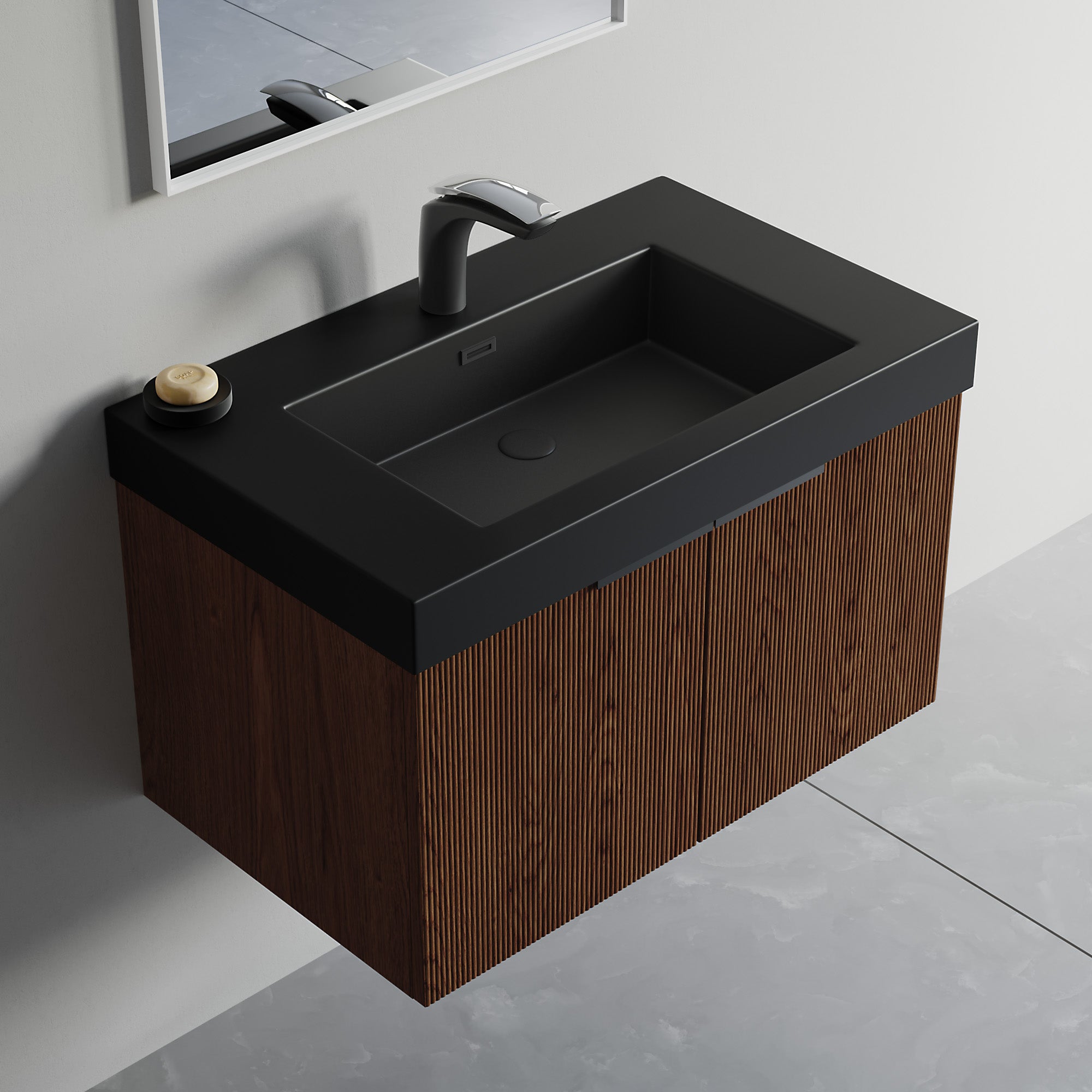 Topmount Bathroom Black Resin Basin 000 3018BP-BL
