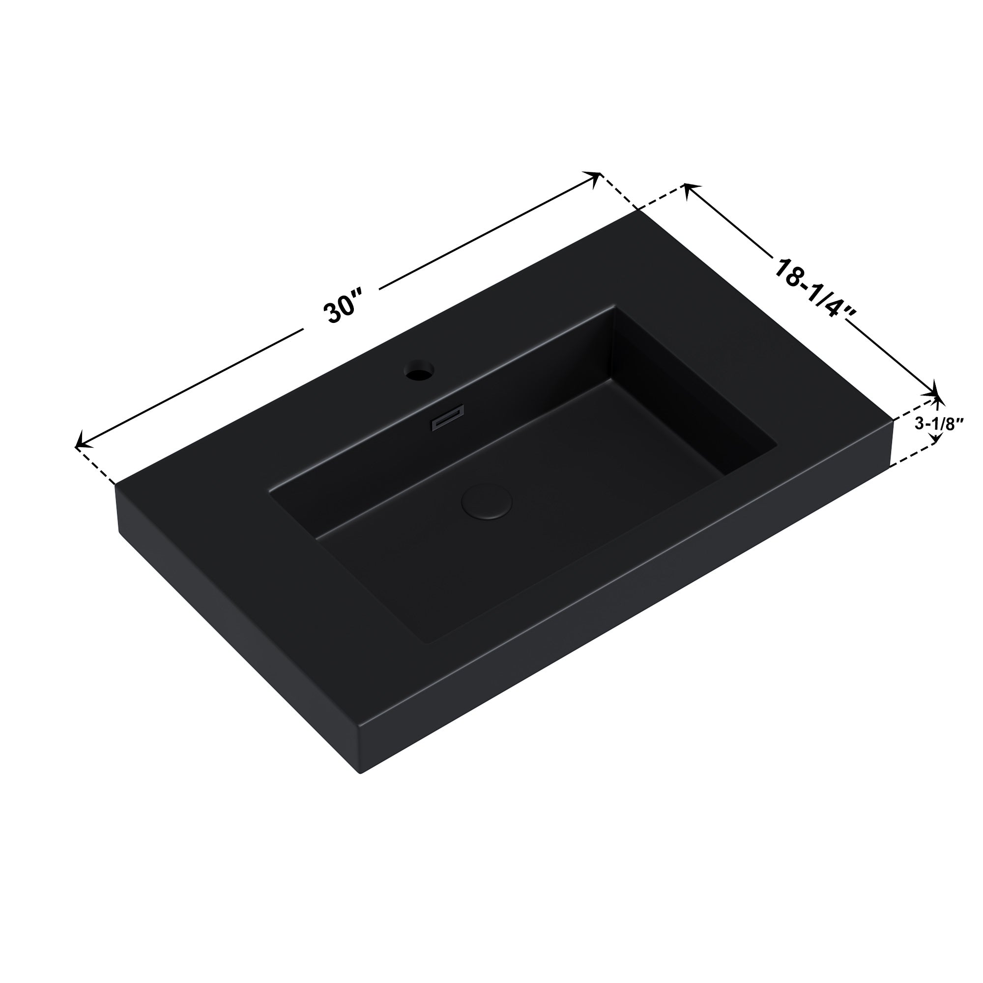 Topmount Bathroom Black Resin Basin 000 3018BP-BL
