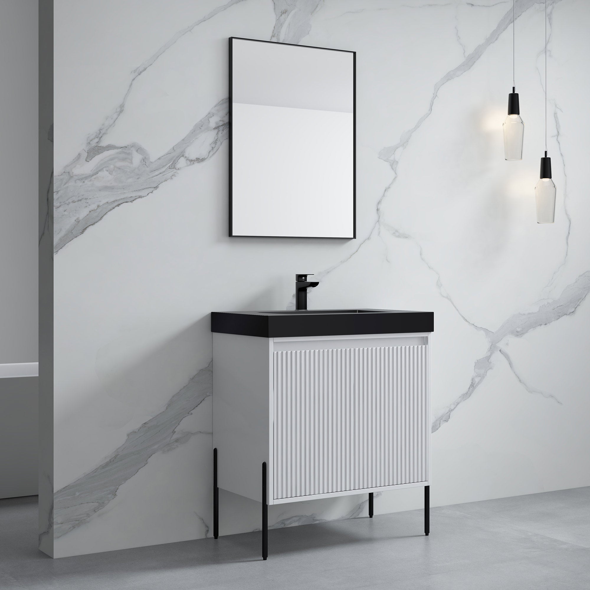 Topmount Bathroom Black Resin Basin 000 3018BP-BL