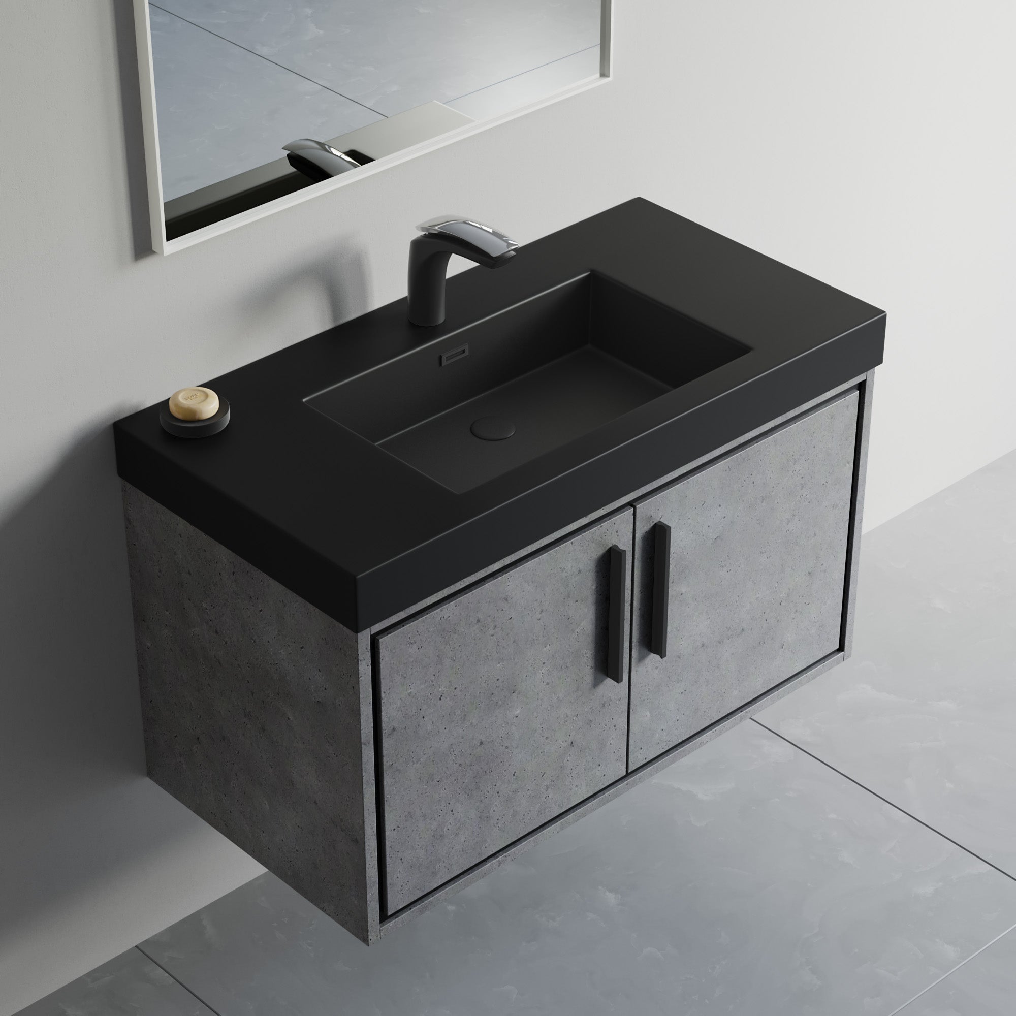 Topmount Bathroom Black Resin Basin 000 3618BP-BL
