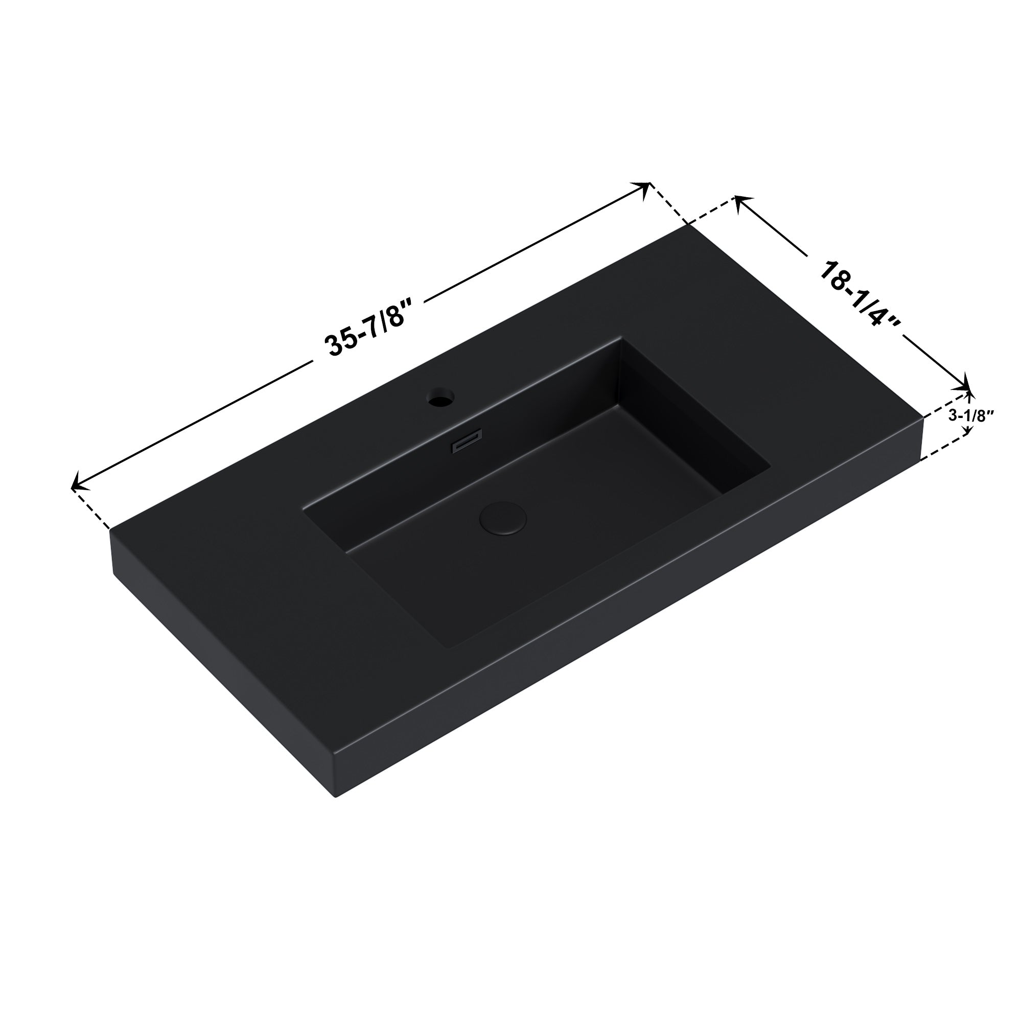 Topmount Bathroom Black Resin Basin 000 3618BP-BL