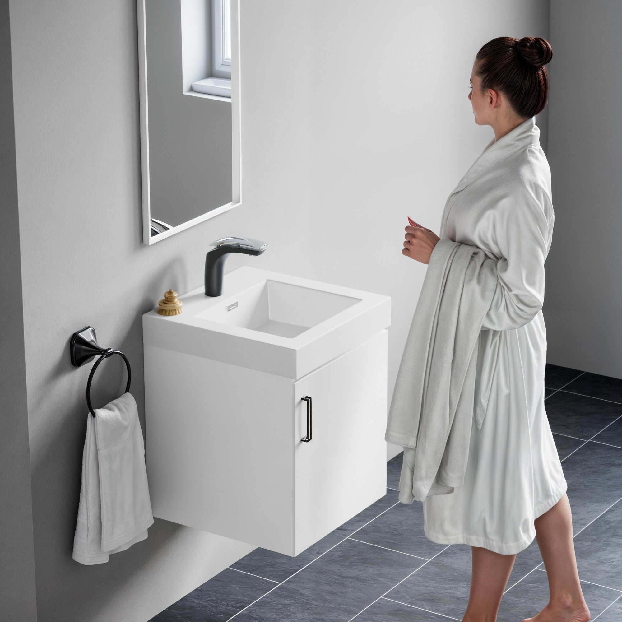 Topmount Bathroom Resin Basin 000 1818BP