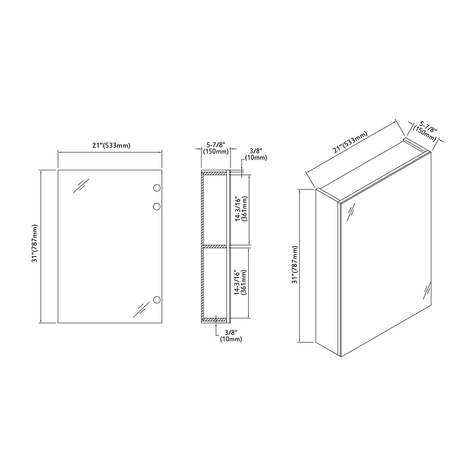 Wooden Mirror Medicine Cabinet - 000 2131 01M