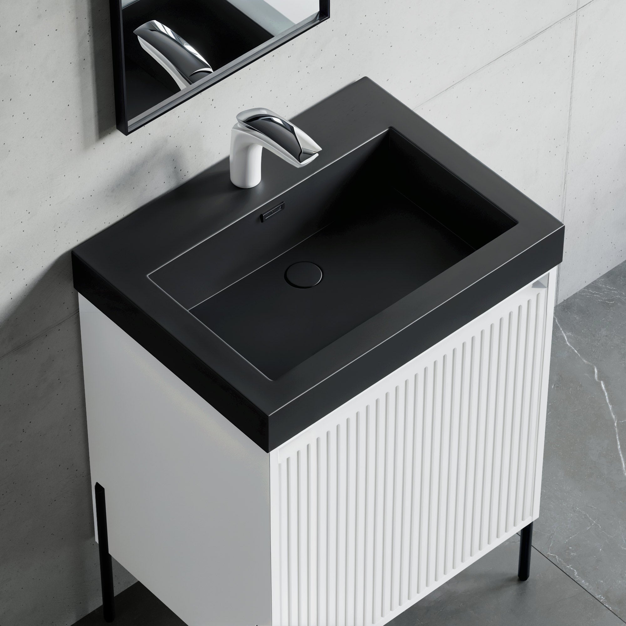 Topmount Bathroom Black Resin Basin 000 2418BP-BL