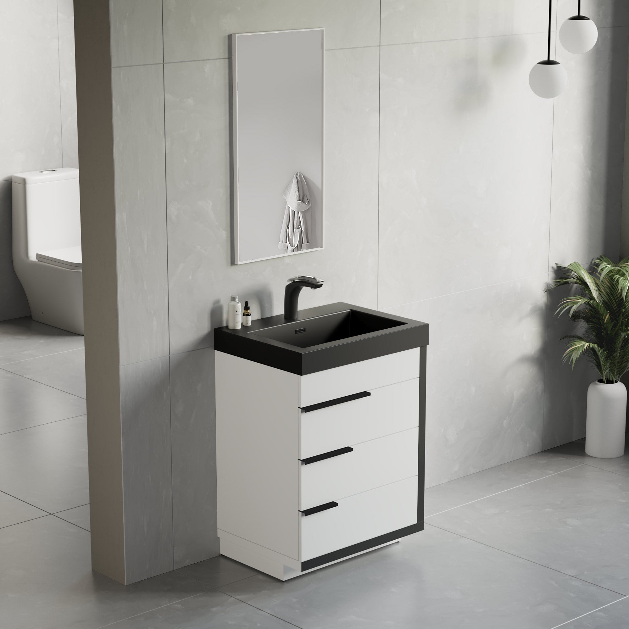 Topmount Bathroom Black Resin Basin 000 2418BP-BL