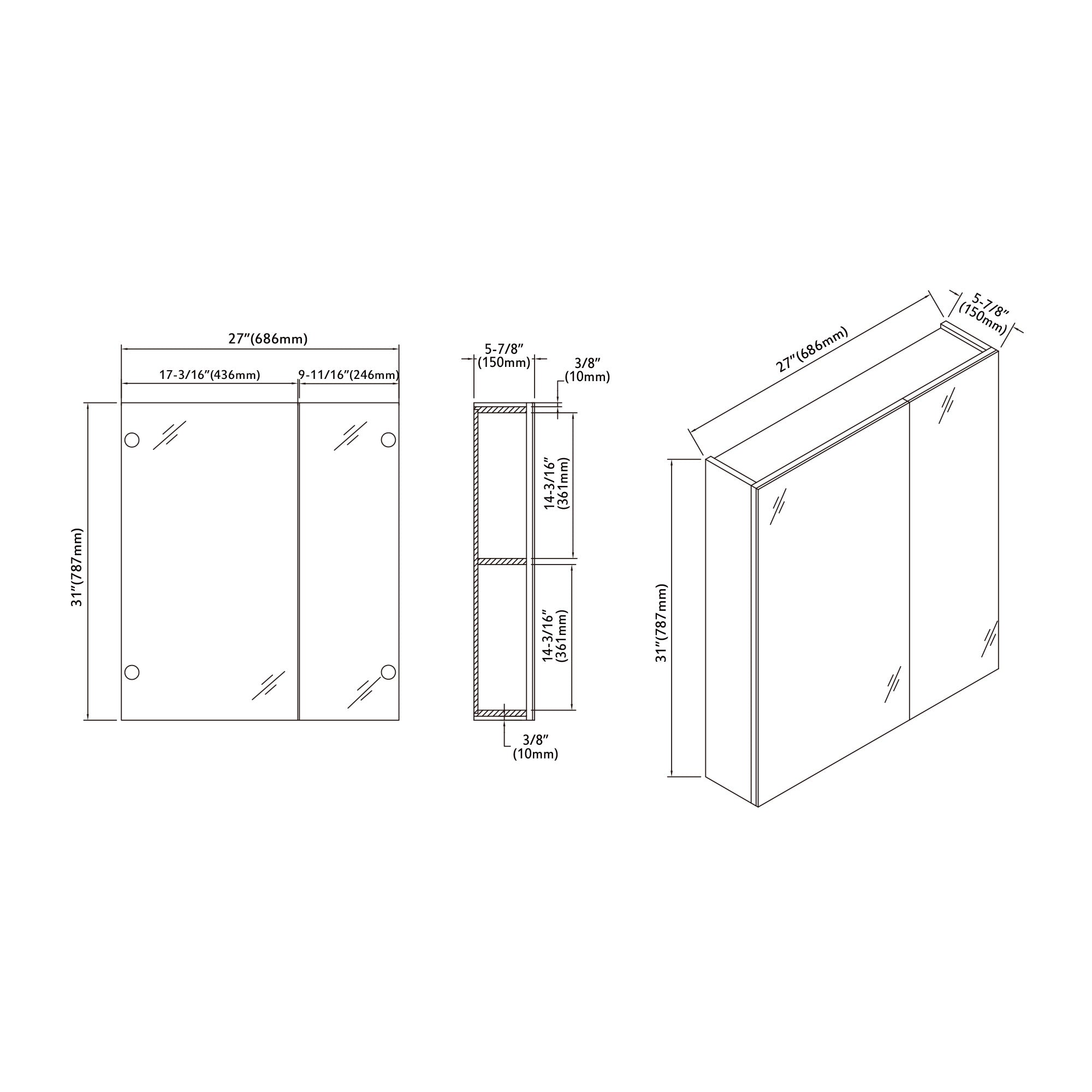 Wooden Mirror Medicine Cabinet - 000 2731 01M