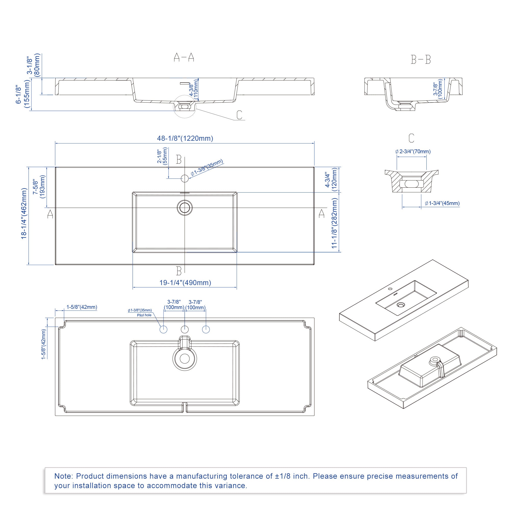 Topmount Bathroom Resin Basin 000 4818BP-S