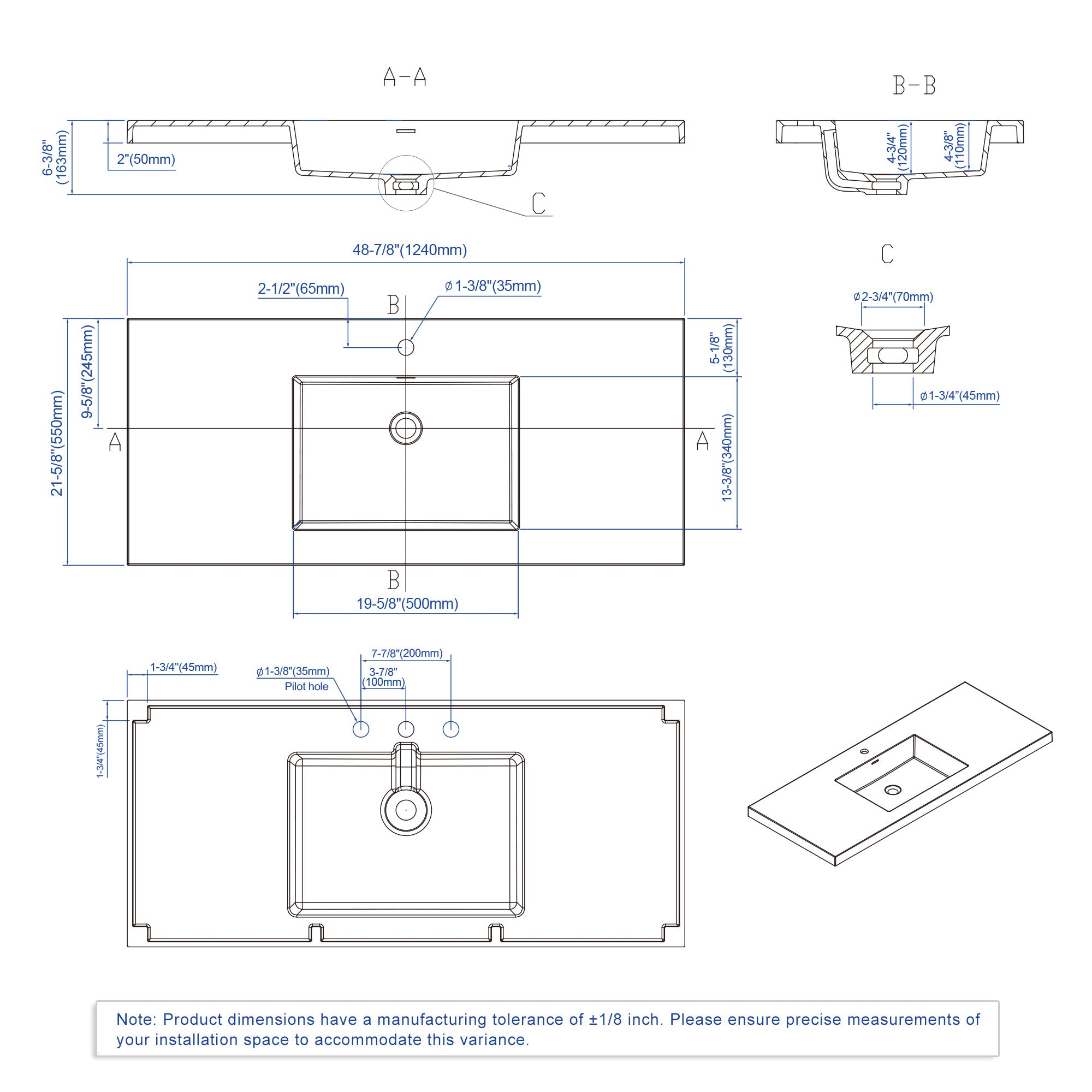 Topmount Bathroom Resin Basin 000 4922BP-S