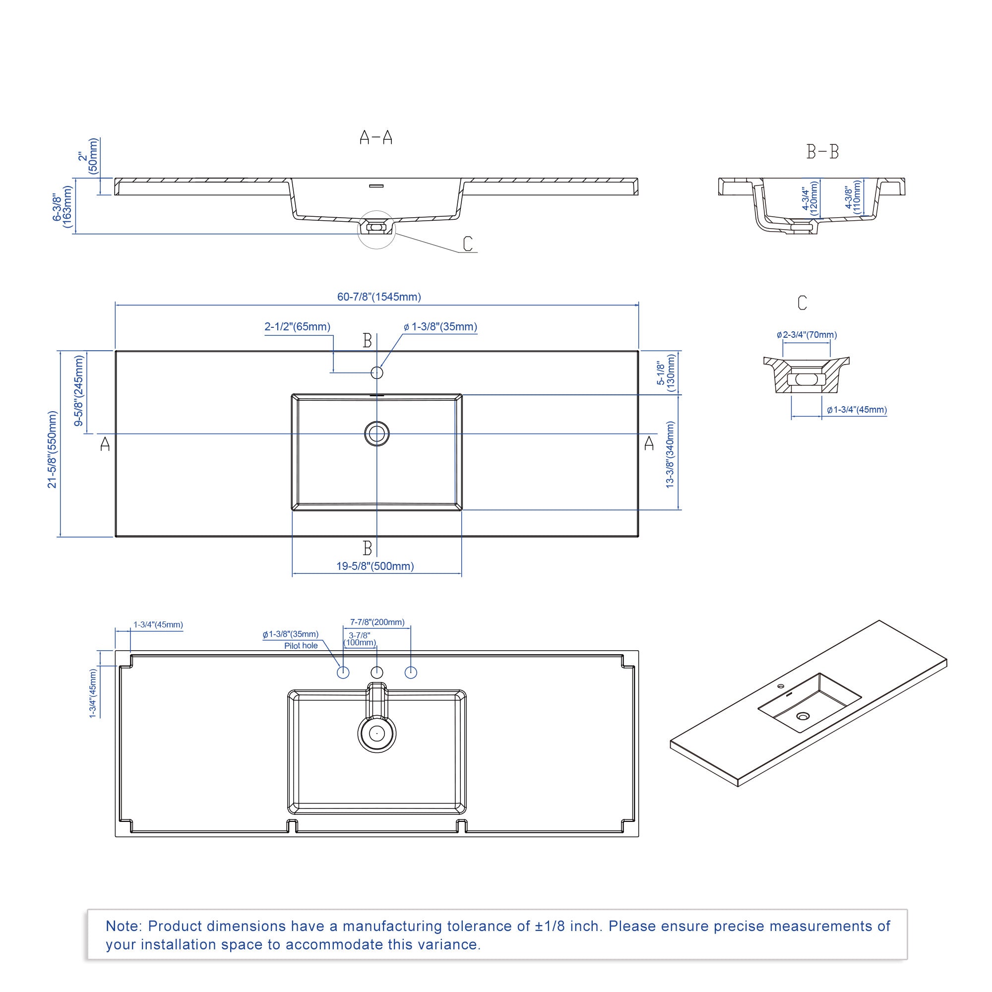 Topmount Bathroom Resin Basin 000 6122BPS