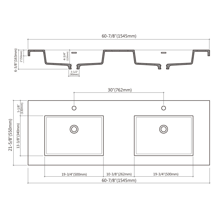 Topmount Bathroom Resin Basin 000 6122BP-MG