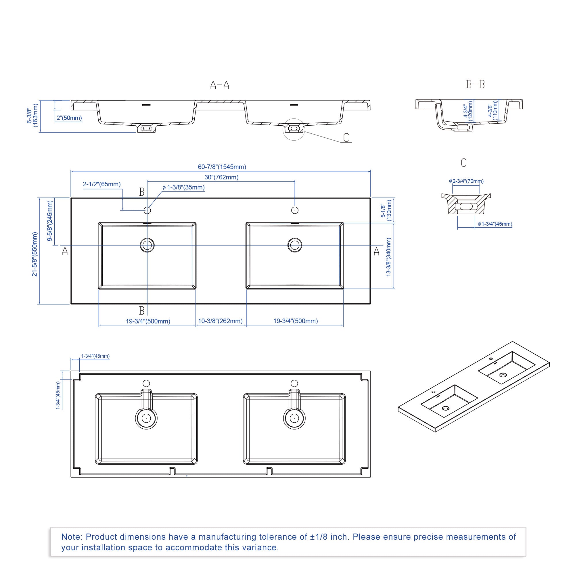 Topmount Bathroom Resin Basin 000 6122BP