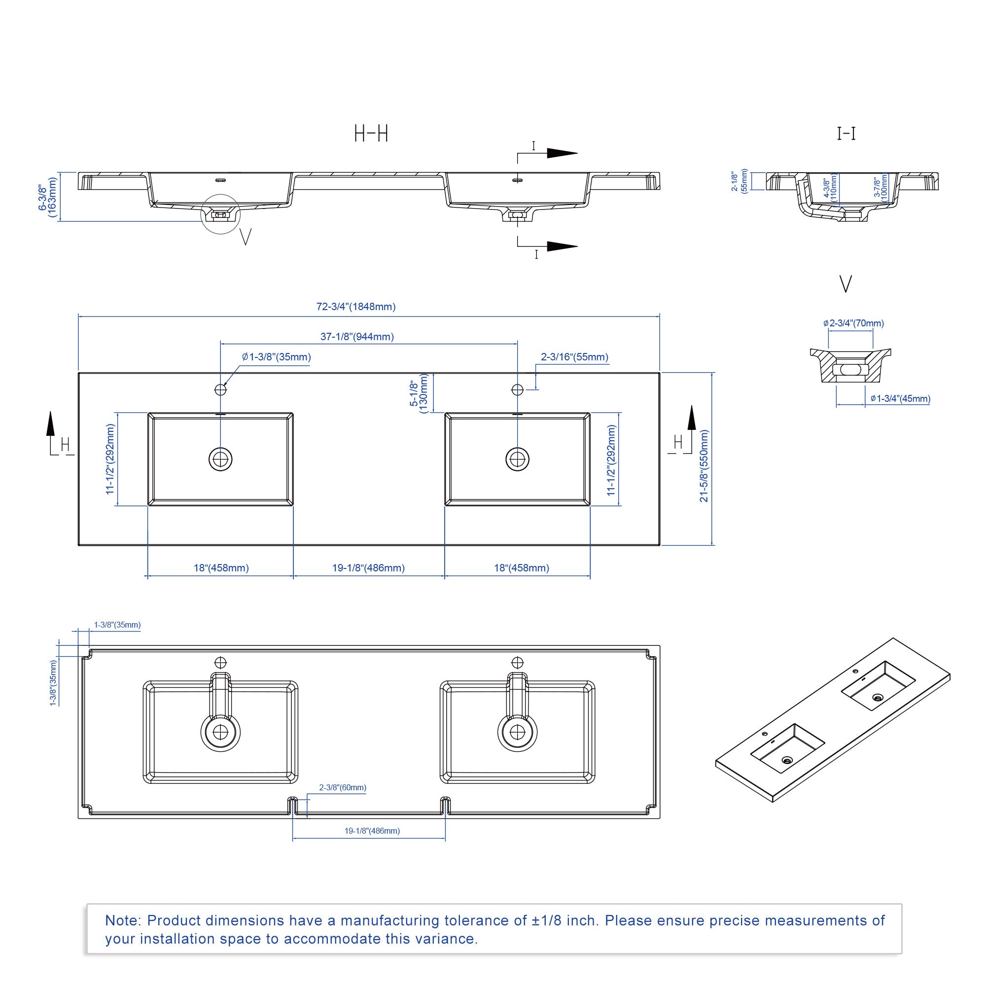 Topmount Bathroom Resin Basin 000 7322BP