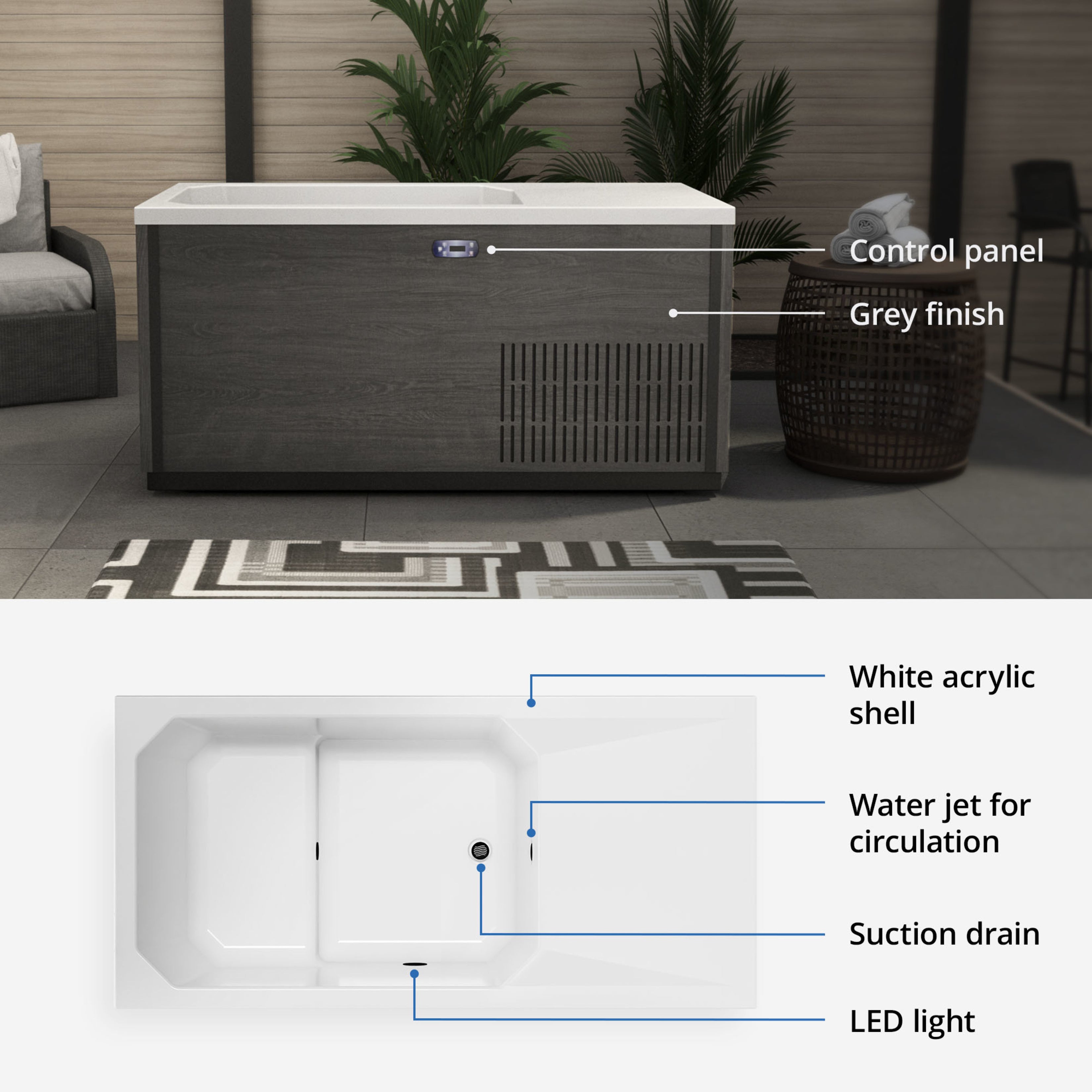 Dreamline Everyday Spa 67 Inch Cold or Hot Plunge Bath