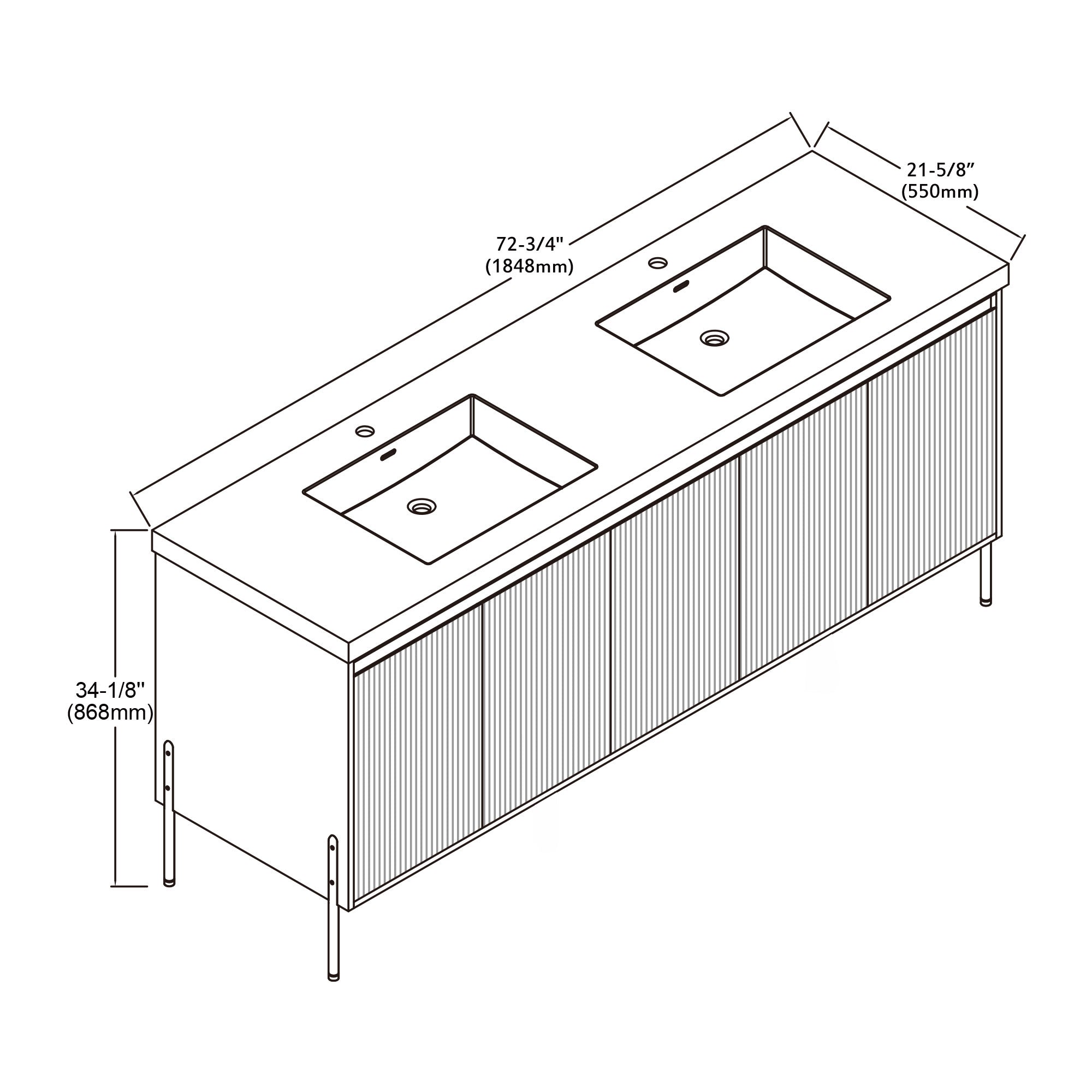 002 Series - 72 Inch Vanity