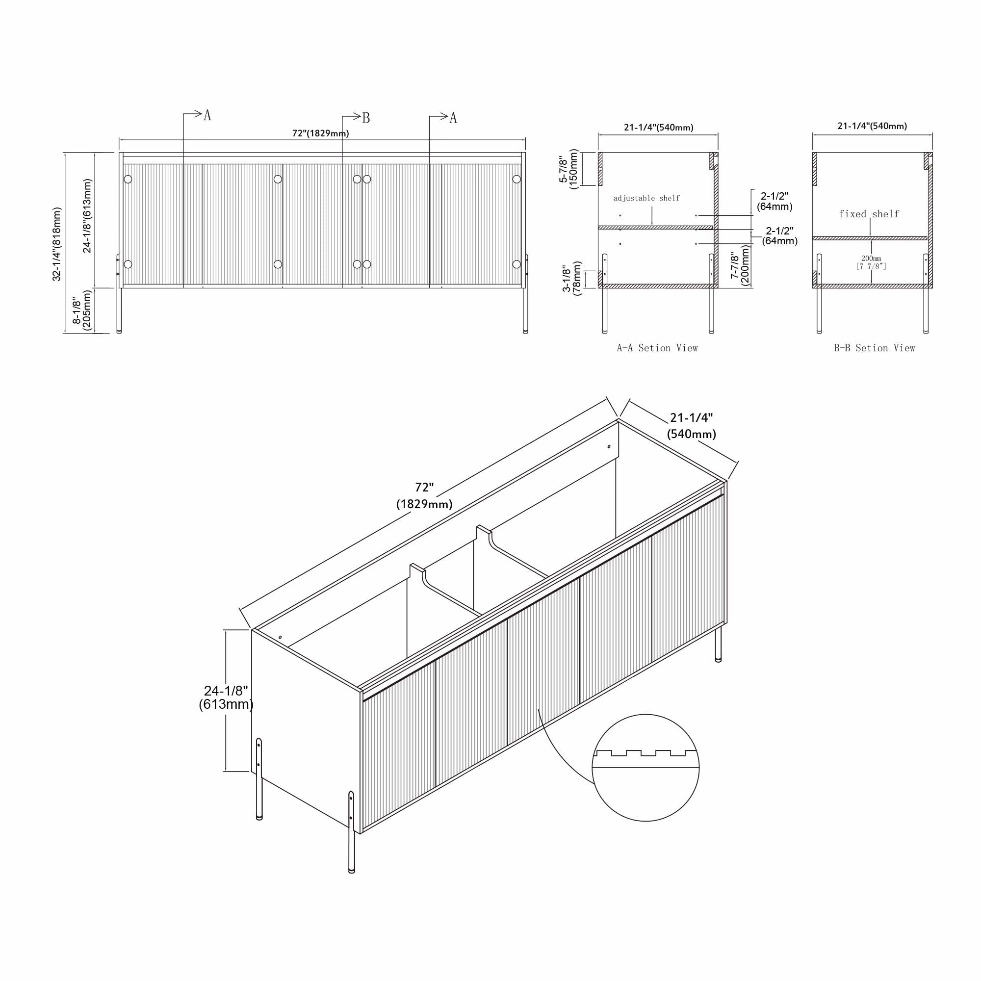 002 Series - 72 Inch Vanity