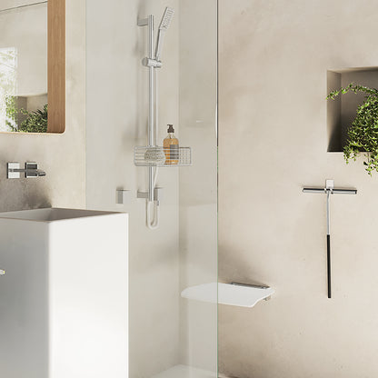 LIVING - Folding Wall mounted Shower Seat, Chromed Zinc/Aluminium, White seat