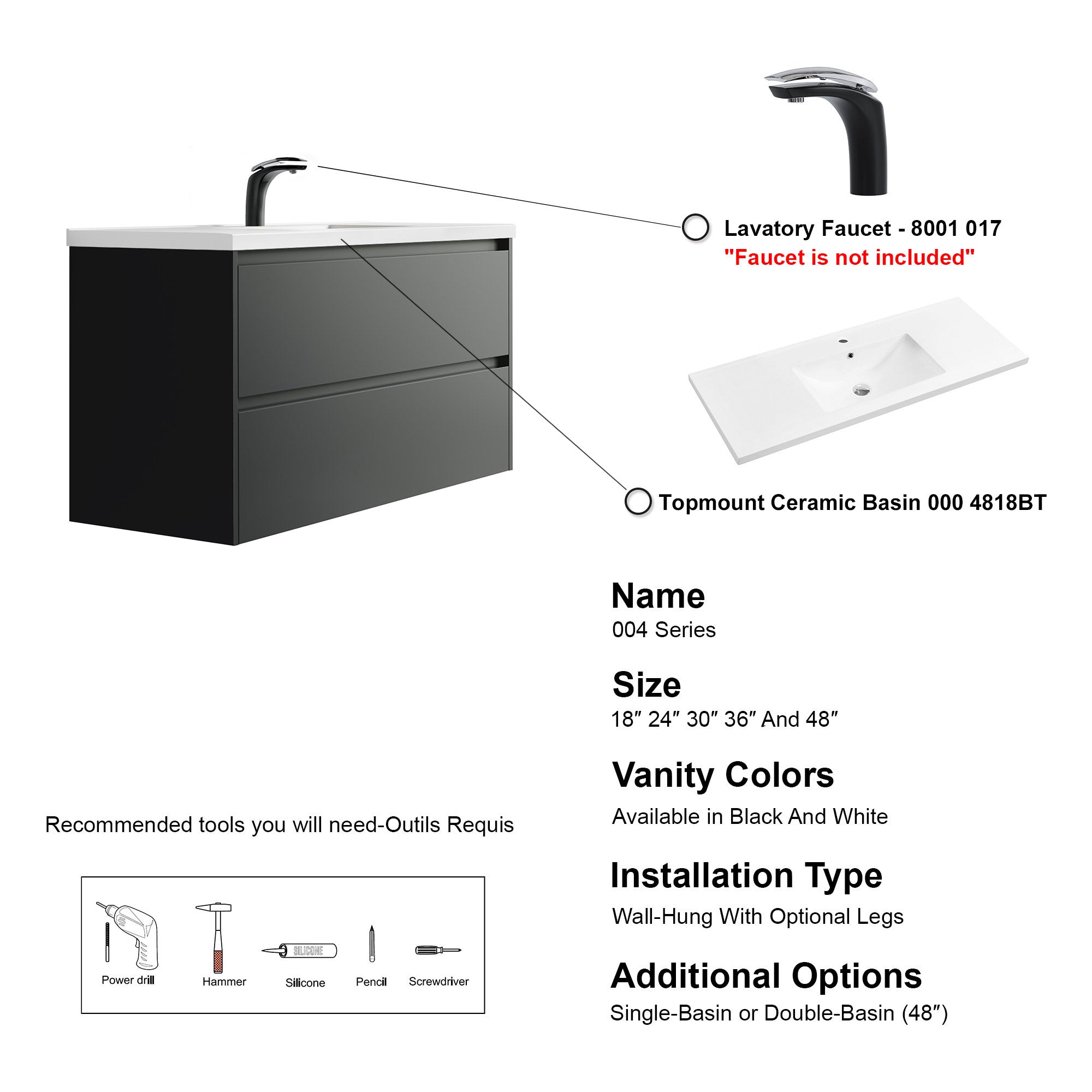 004 Series - 48 Inch Vanity - Single Sink