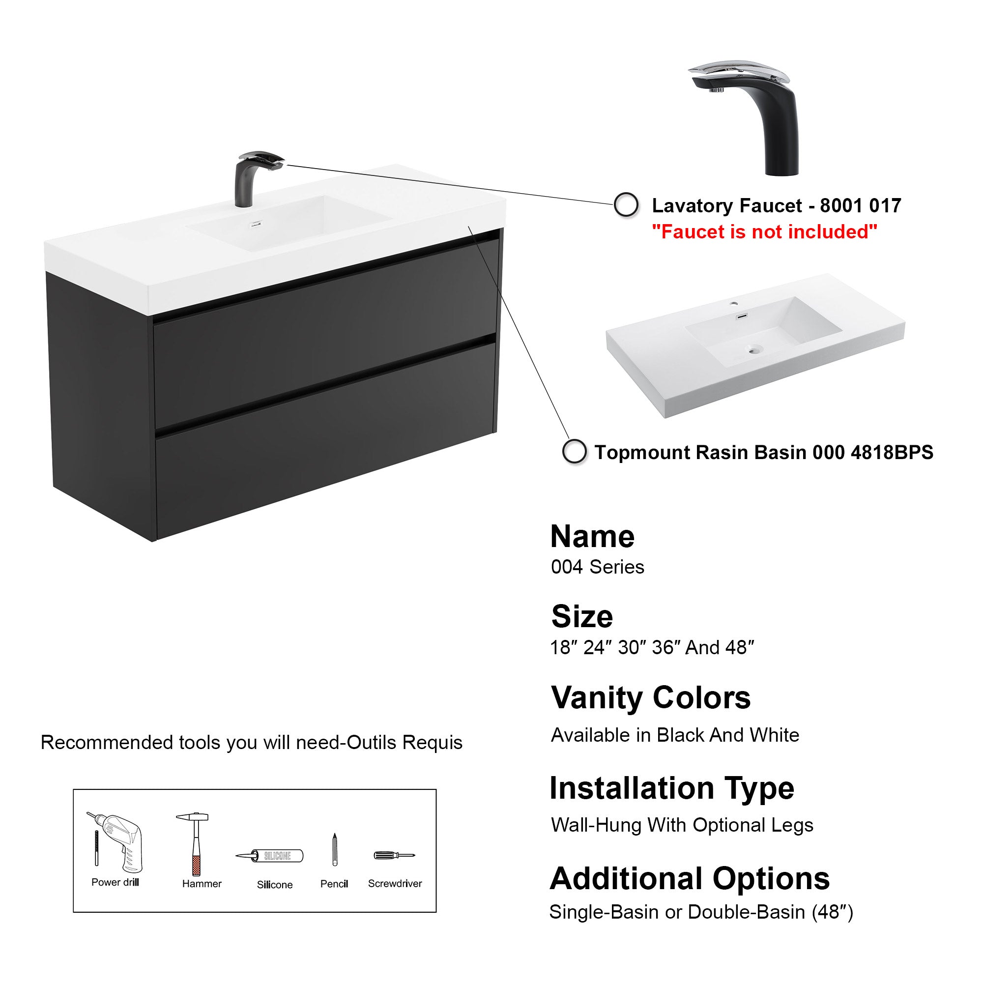 004 Series - 48 Inch Vanity - Single Sink