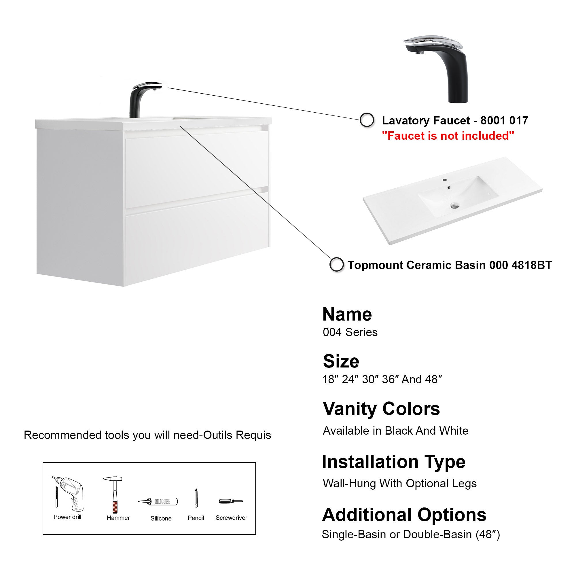 004 Series - 48 Inch Vanity - Single Sink