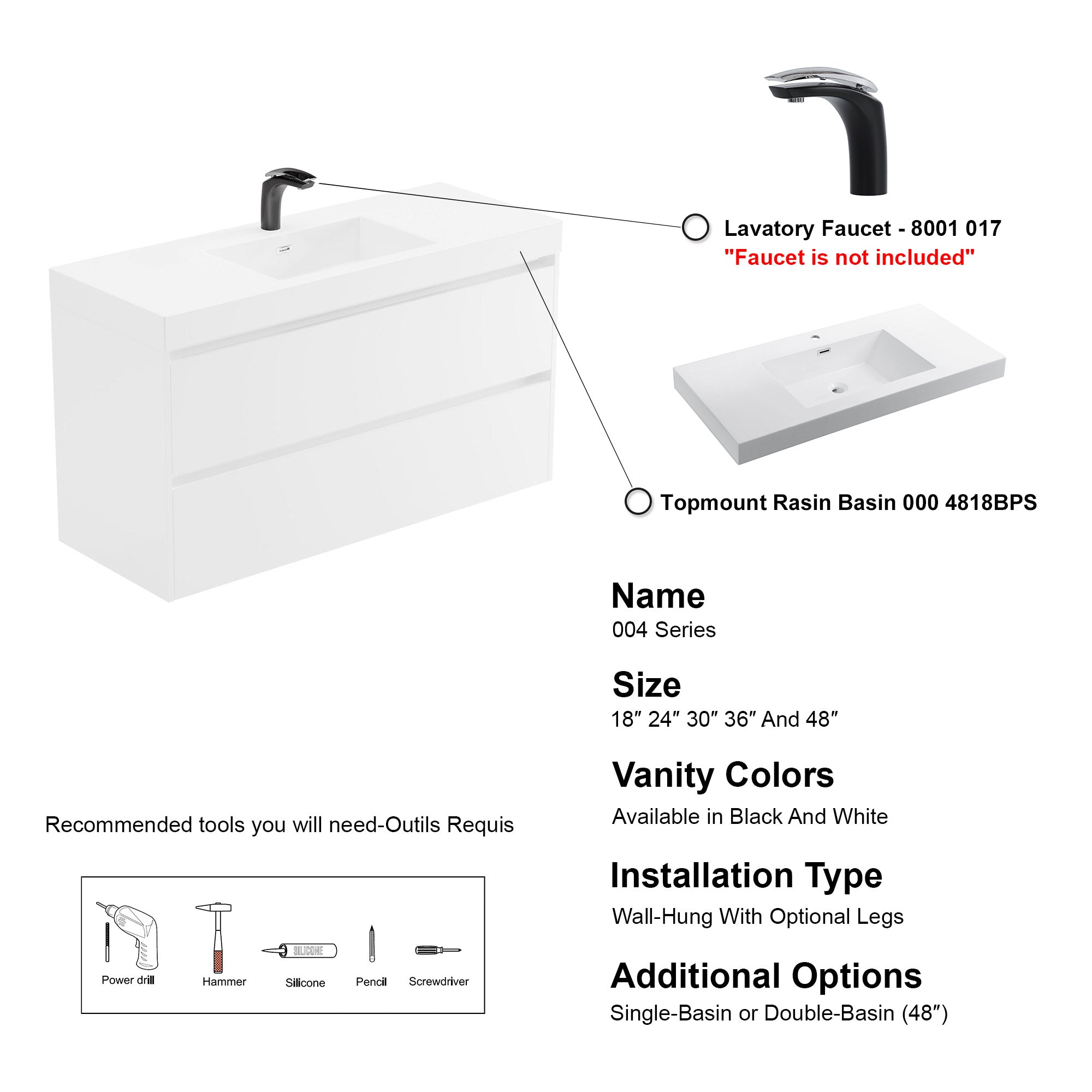 004 Series - 48 Inch Vanity - Single Sink