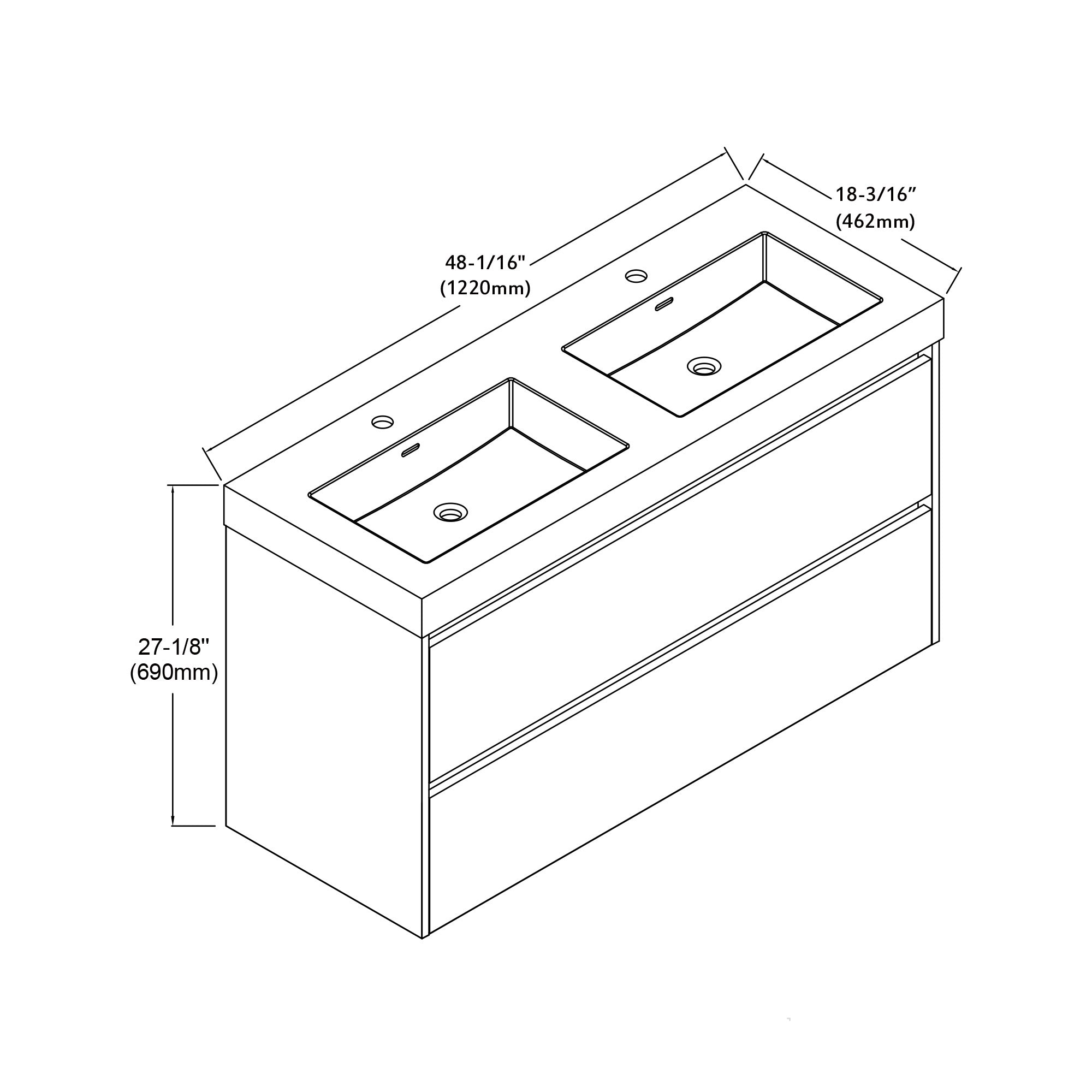 004 Series - 48 Inch Vanity - Double Sinks